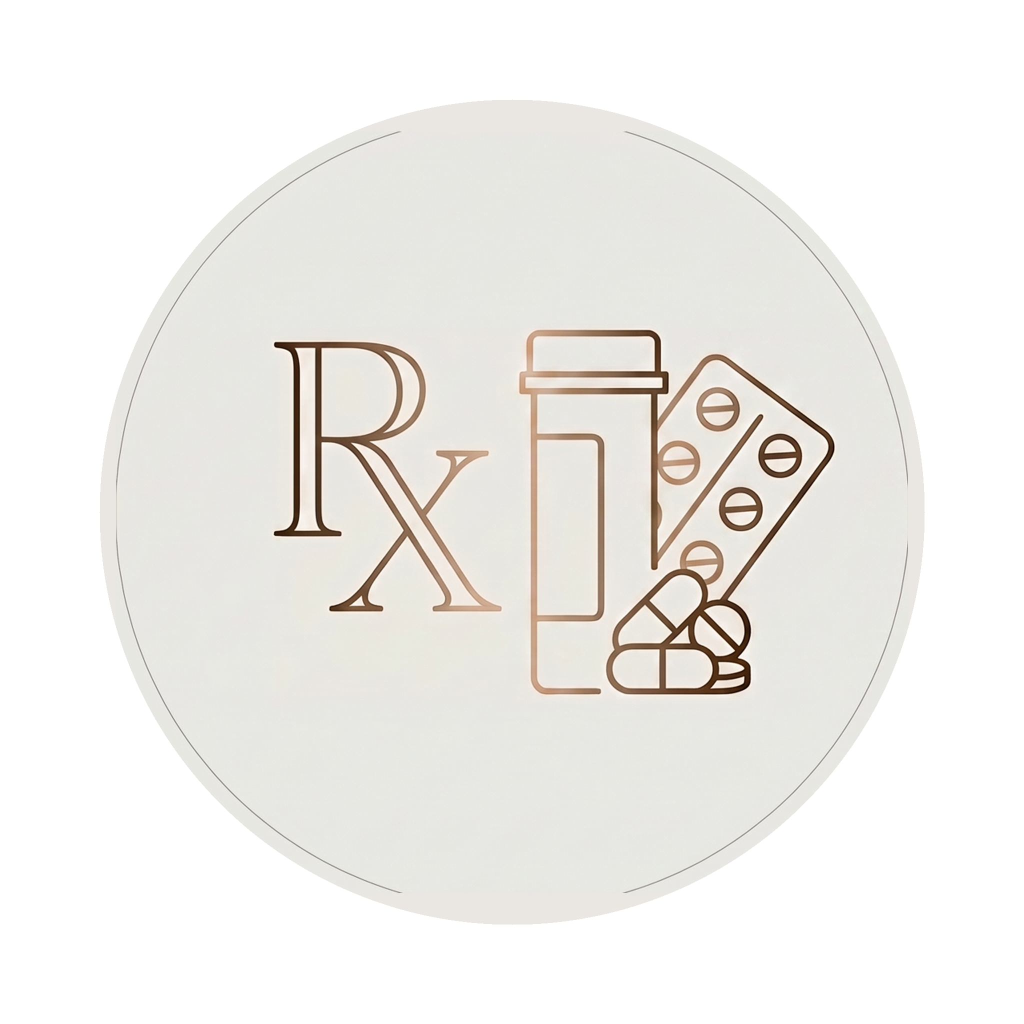 Close-up of a round design with the partial text 'Re' and the partial word 'Love' in stylized font, alongside line drawings of a drink, a gift box, and a ticket.