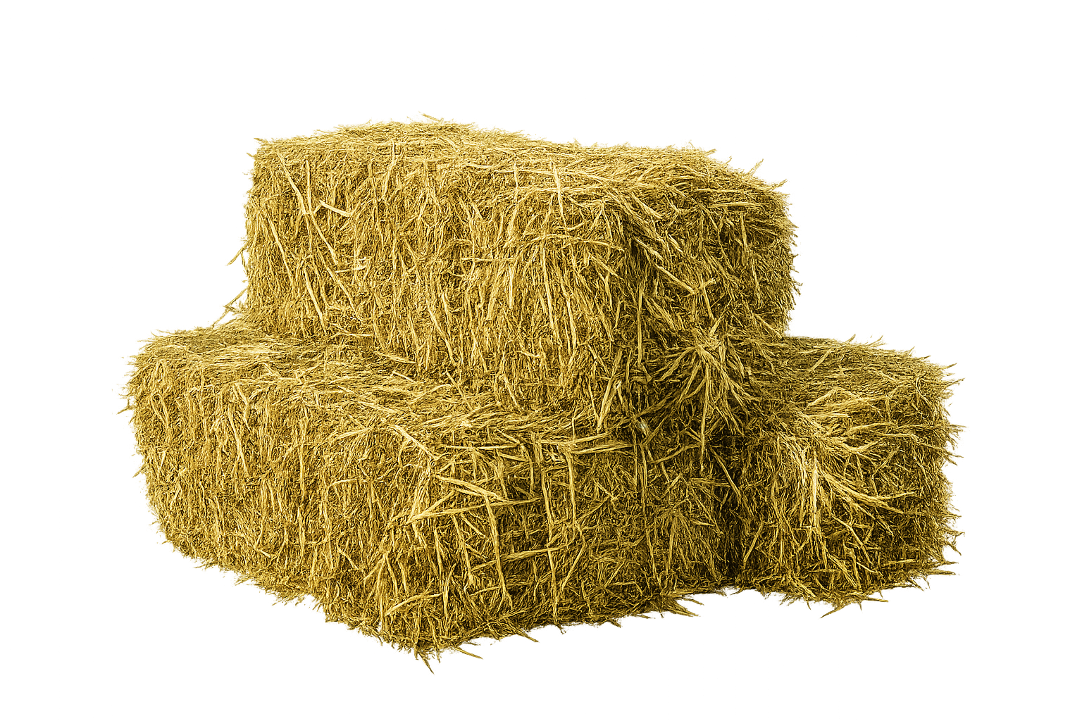 Two stacked hay bales against a black background.