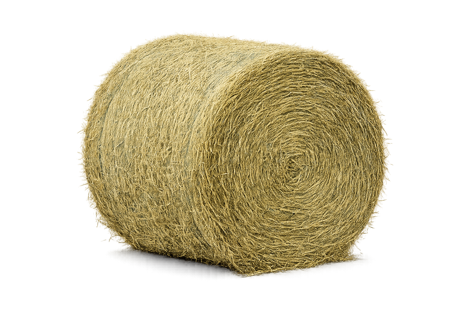 A rolled hay bale set against a black background.