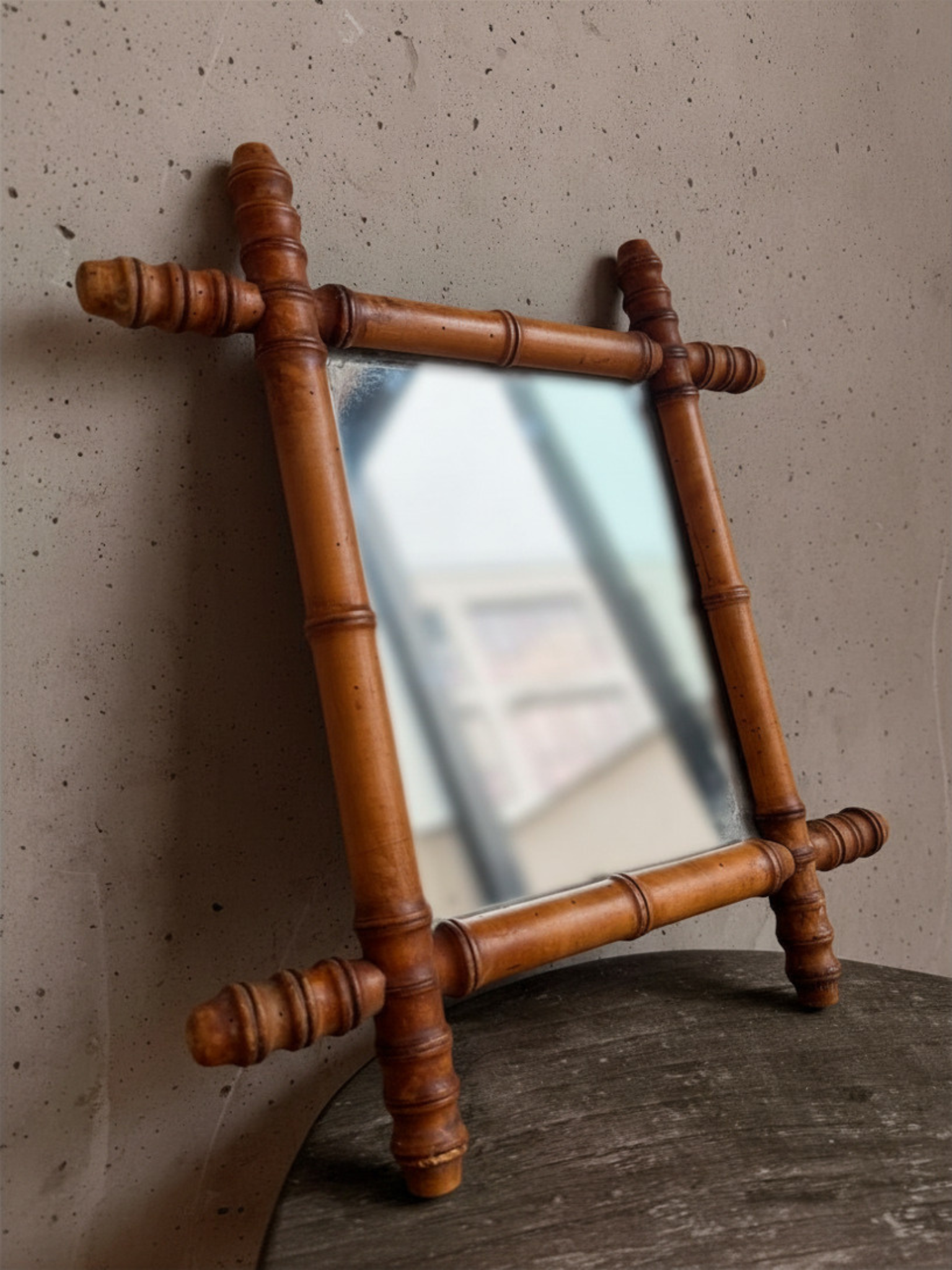 1920s French Faux Bamboo Mirror