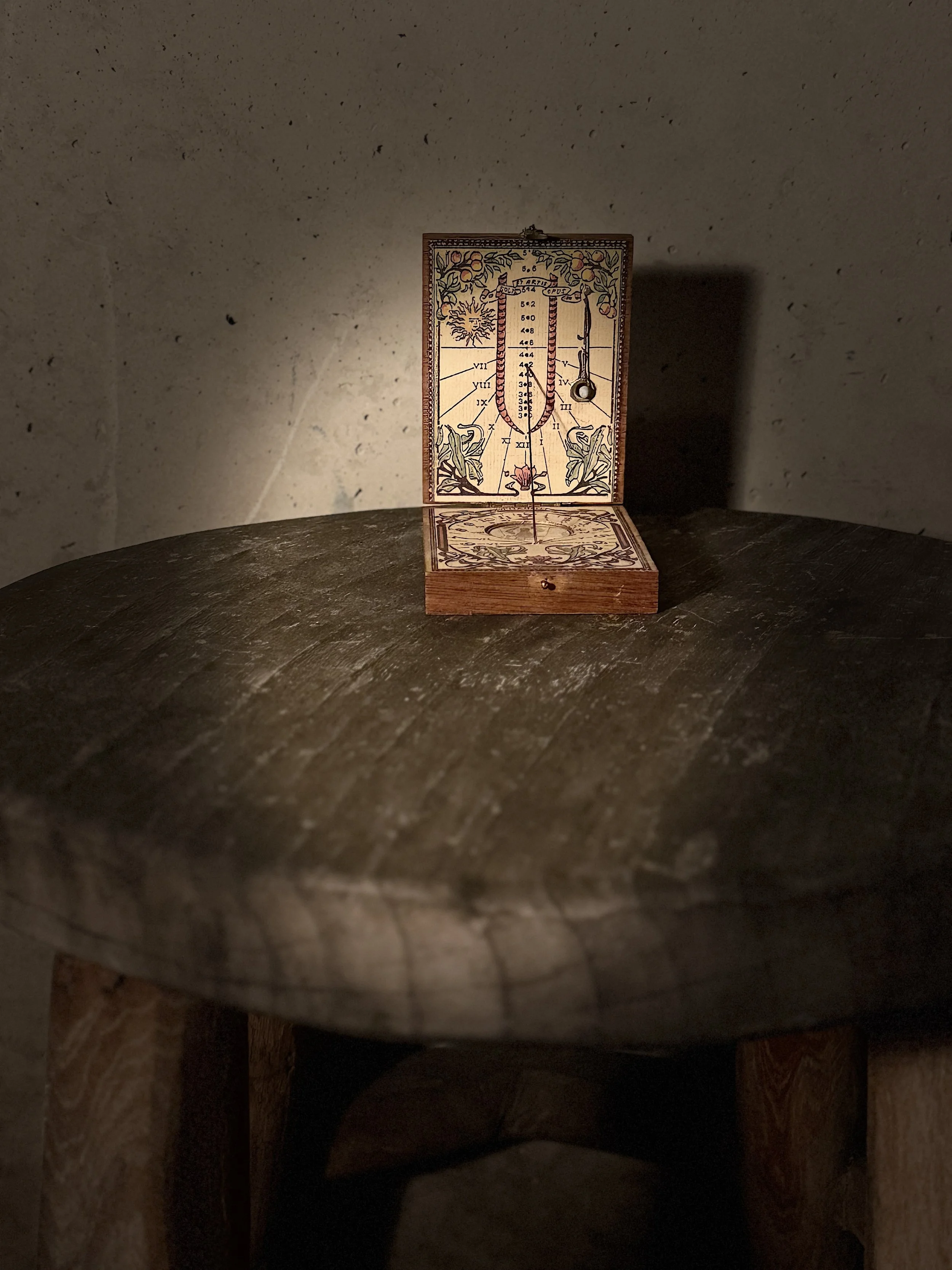 A wooden box with a colorful diagram of a human body and internal organs, displayed on a dark surface.