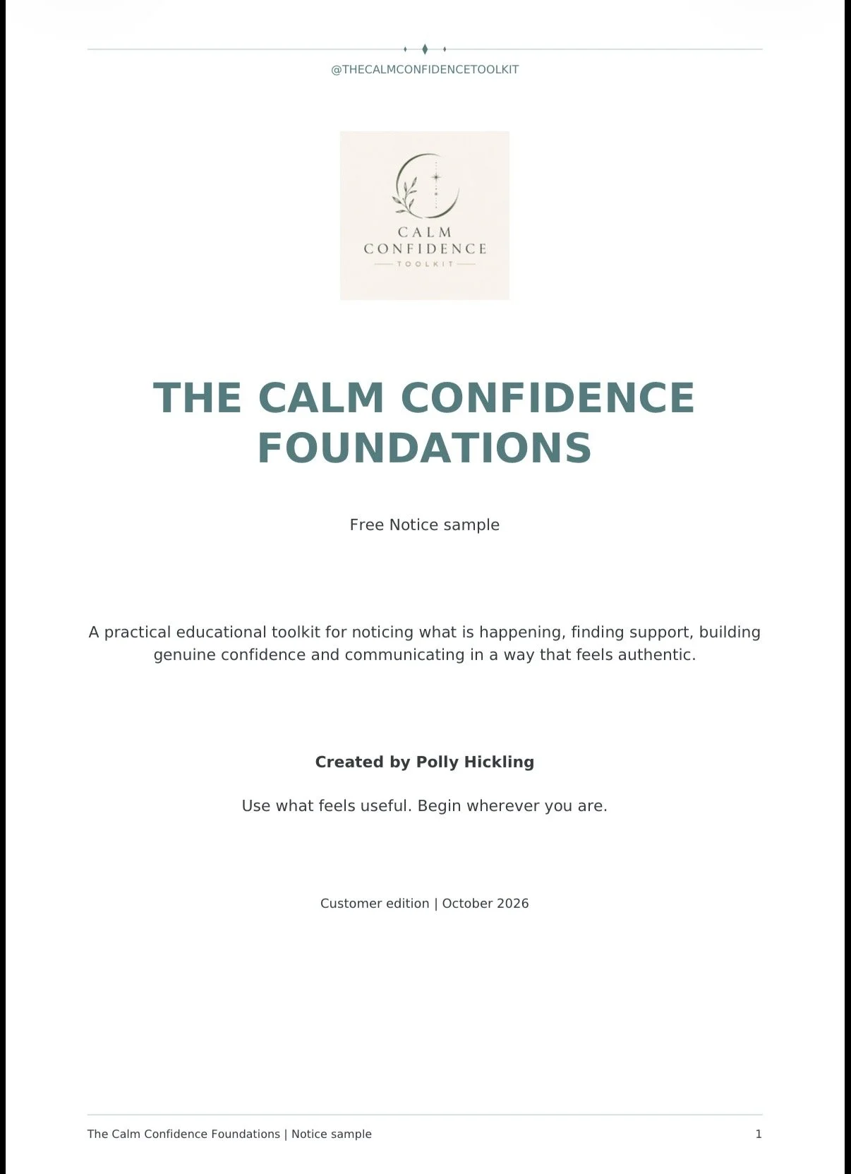 Notice — a free Calm Confidence sample
