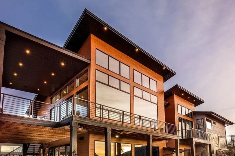 Custom home with large glass windows in Golden, Colorado.
