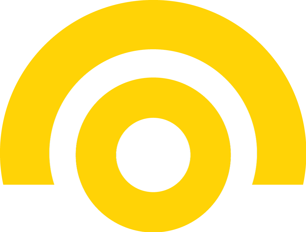 A yellow icon, featuring a circle with an arch over top