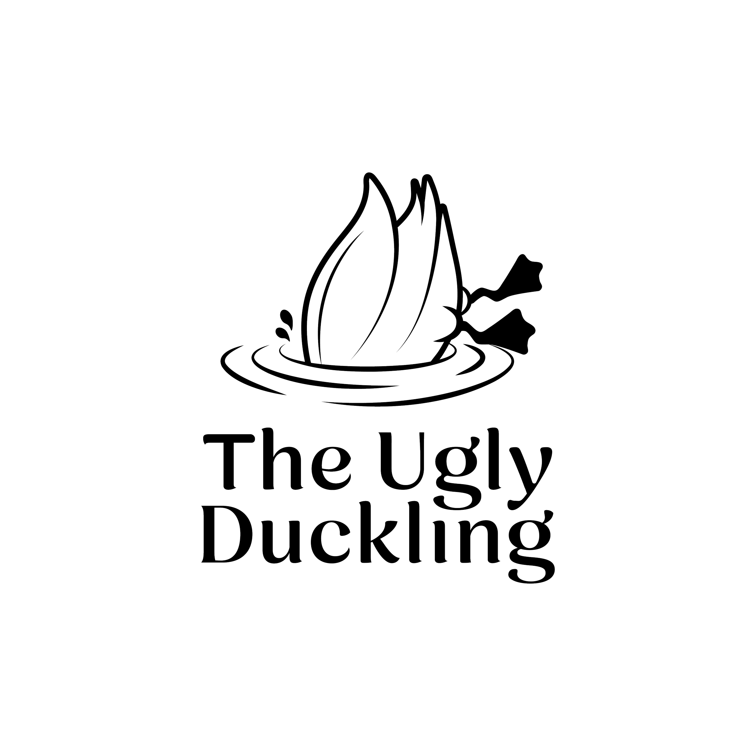 Logo of a duckling with leaves and water ripples above the text 'The Ugly Duckling'.