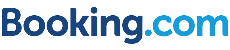 Booking.com logo in blue text on a black background.