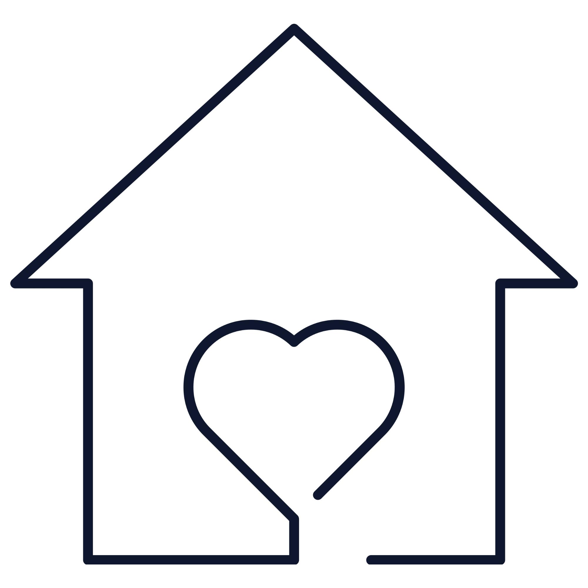 Outline of a house with a person inside, reading a book.