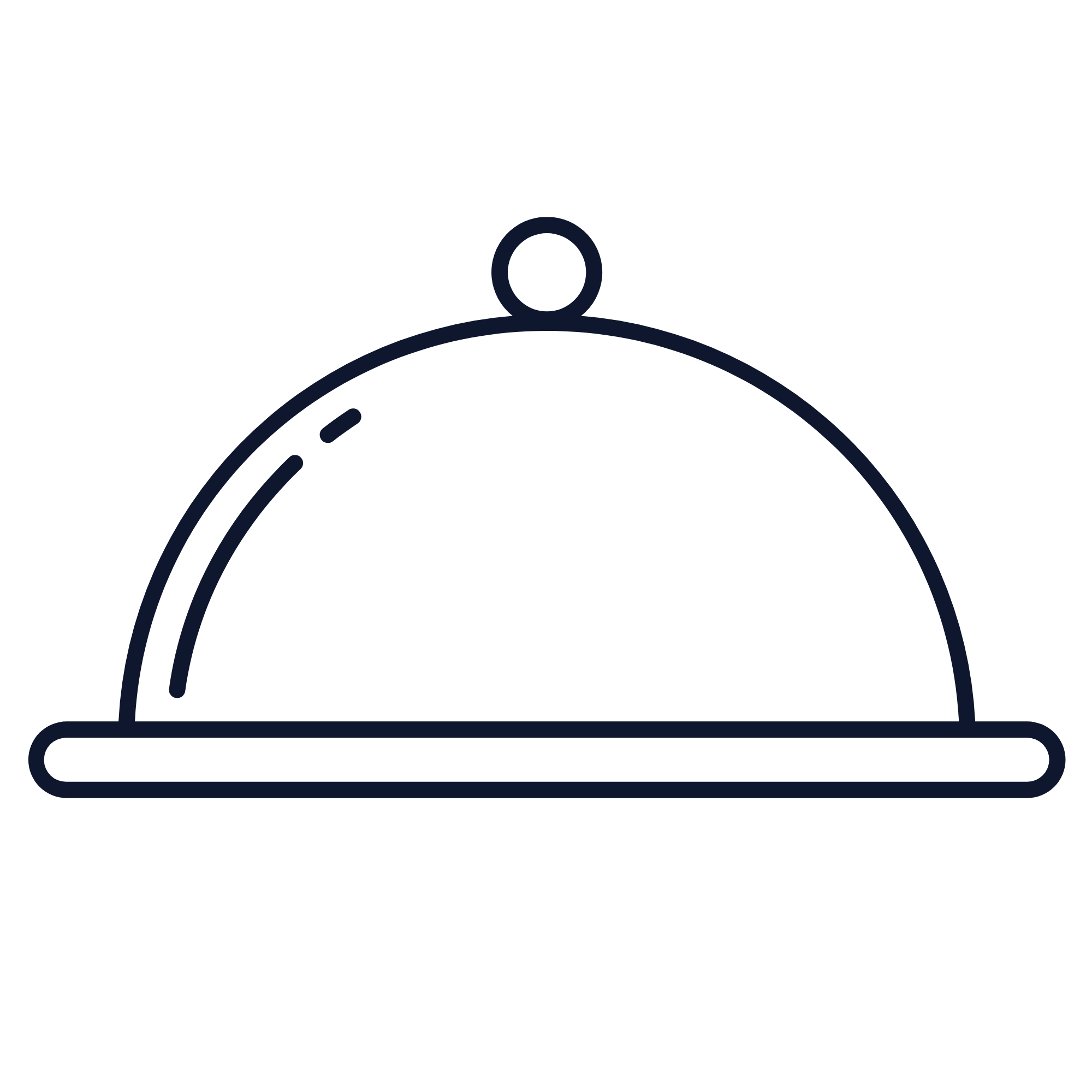 Outline drawing of a person at a desk with a computer, clock, and plants.