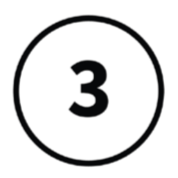 Black circular badge with the number 3 in the center.