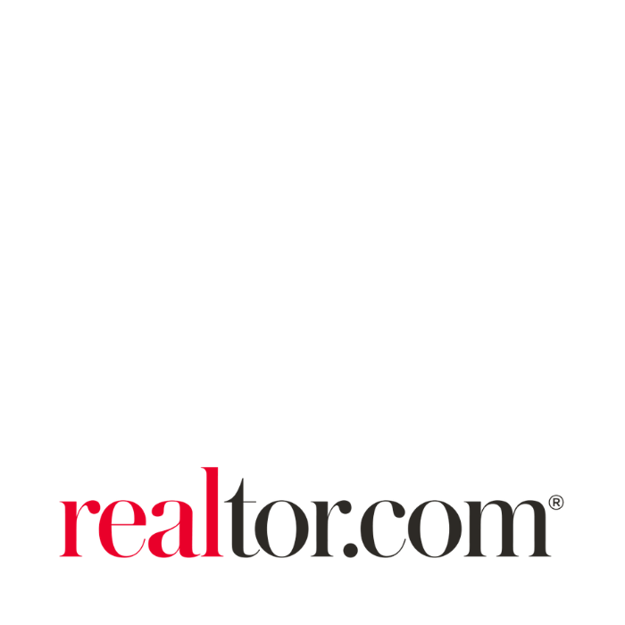 The real estate website logo for realtordotcom featuring lowercase red and black text.