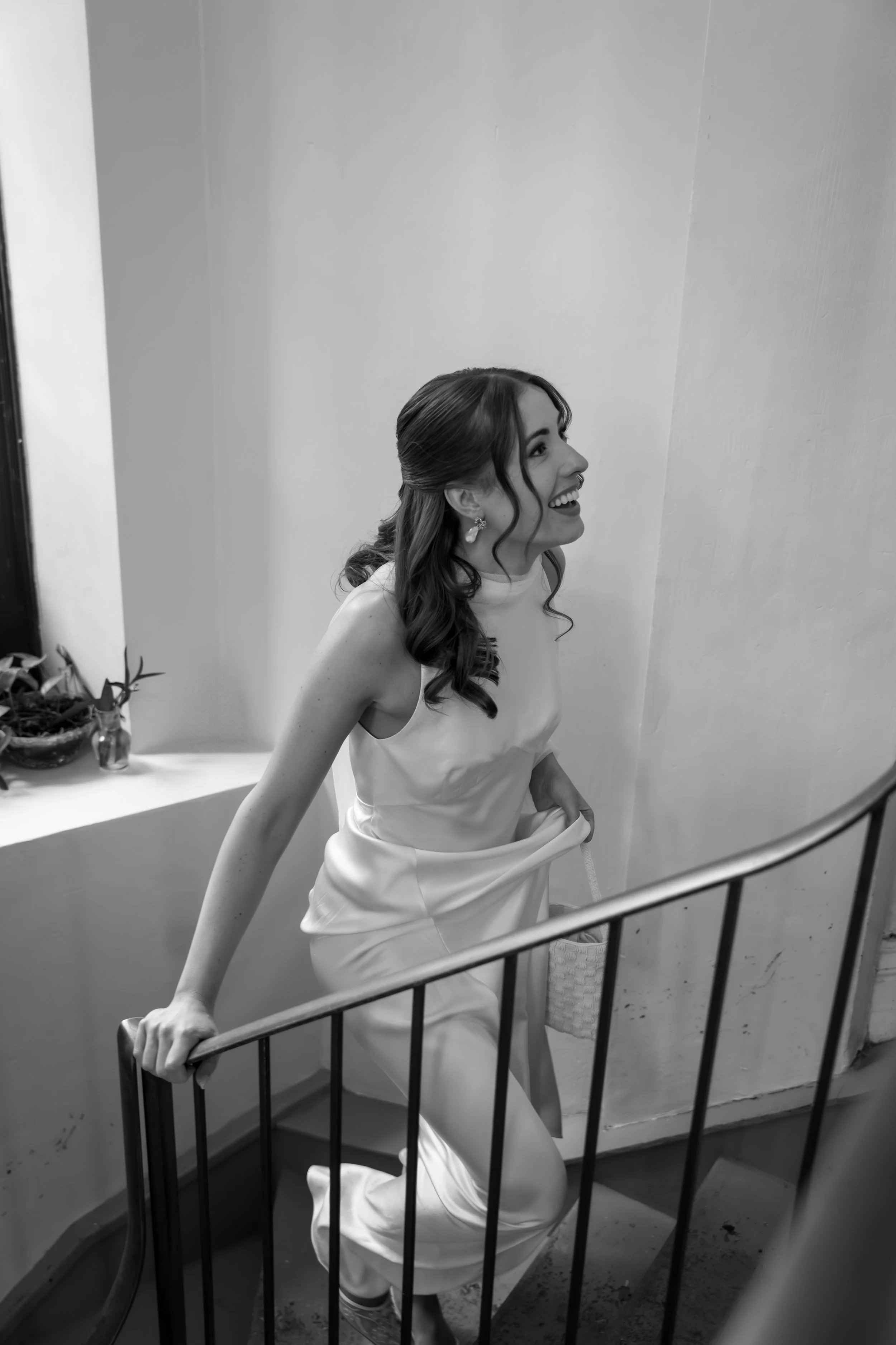 Editorial bridal portrait on staircase