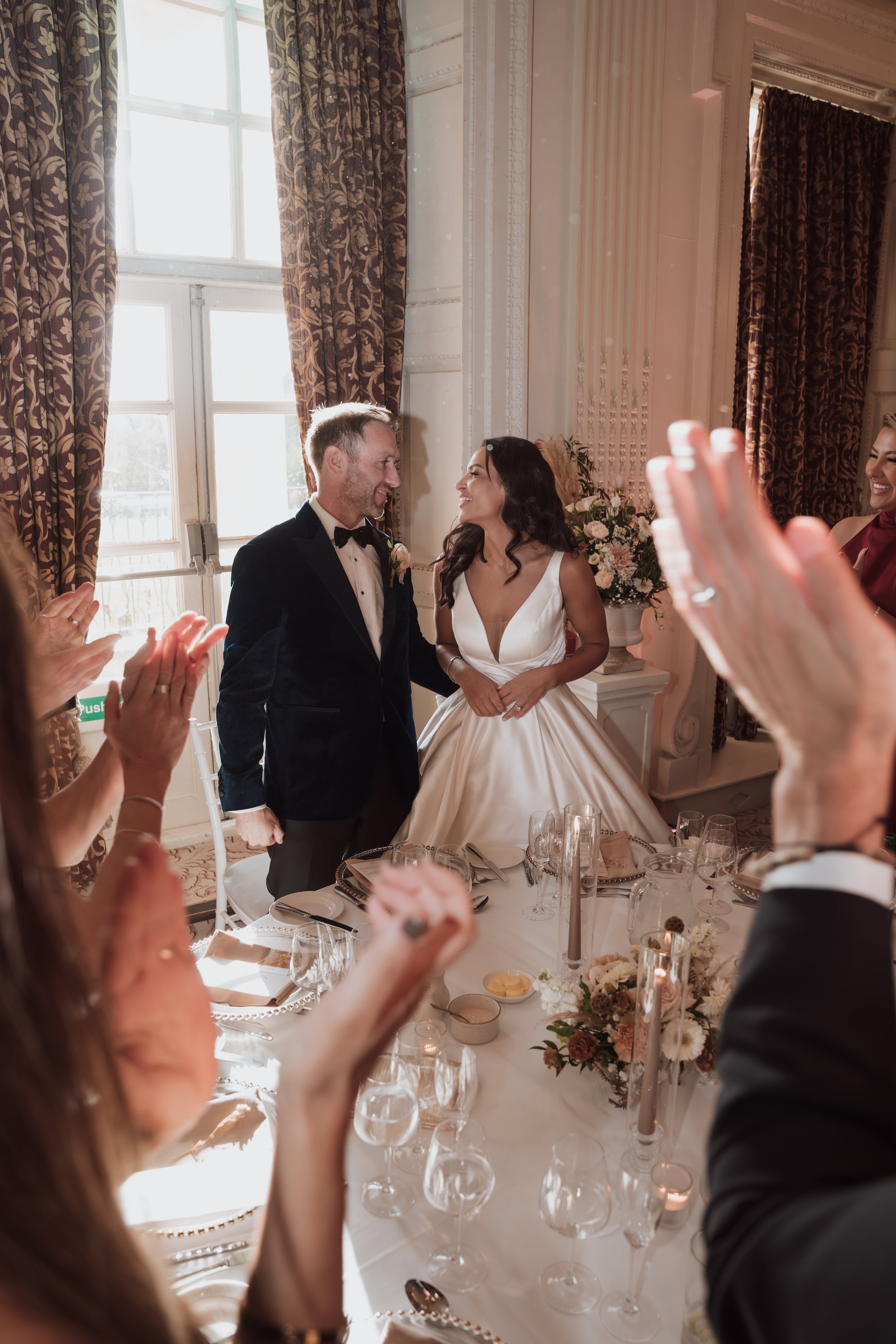 Emotional wedding reception entrance moment