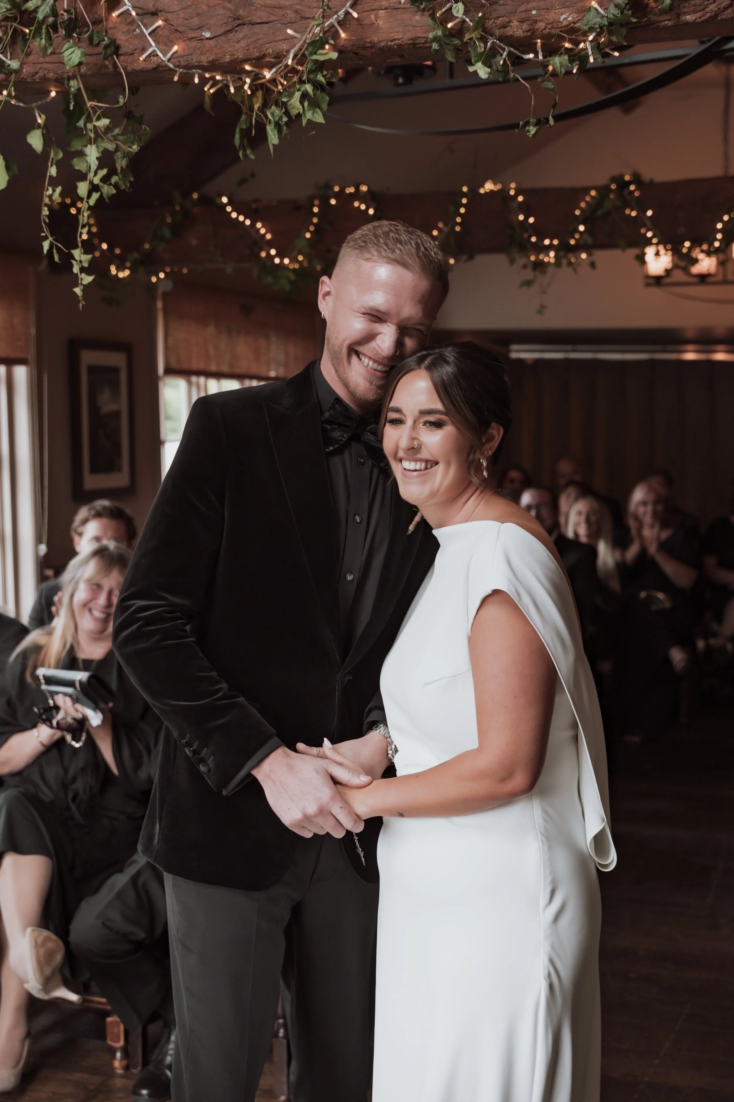 Bride and groom during elegant wedding ceremony