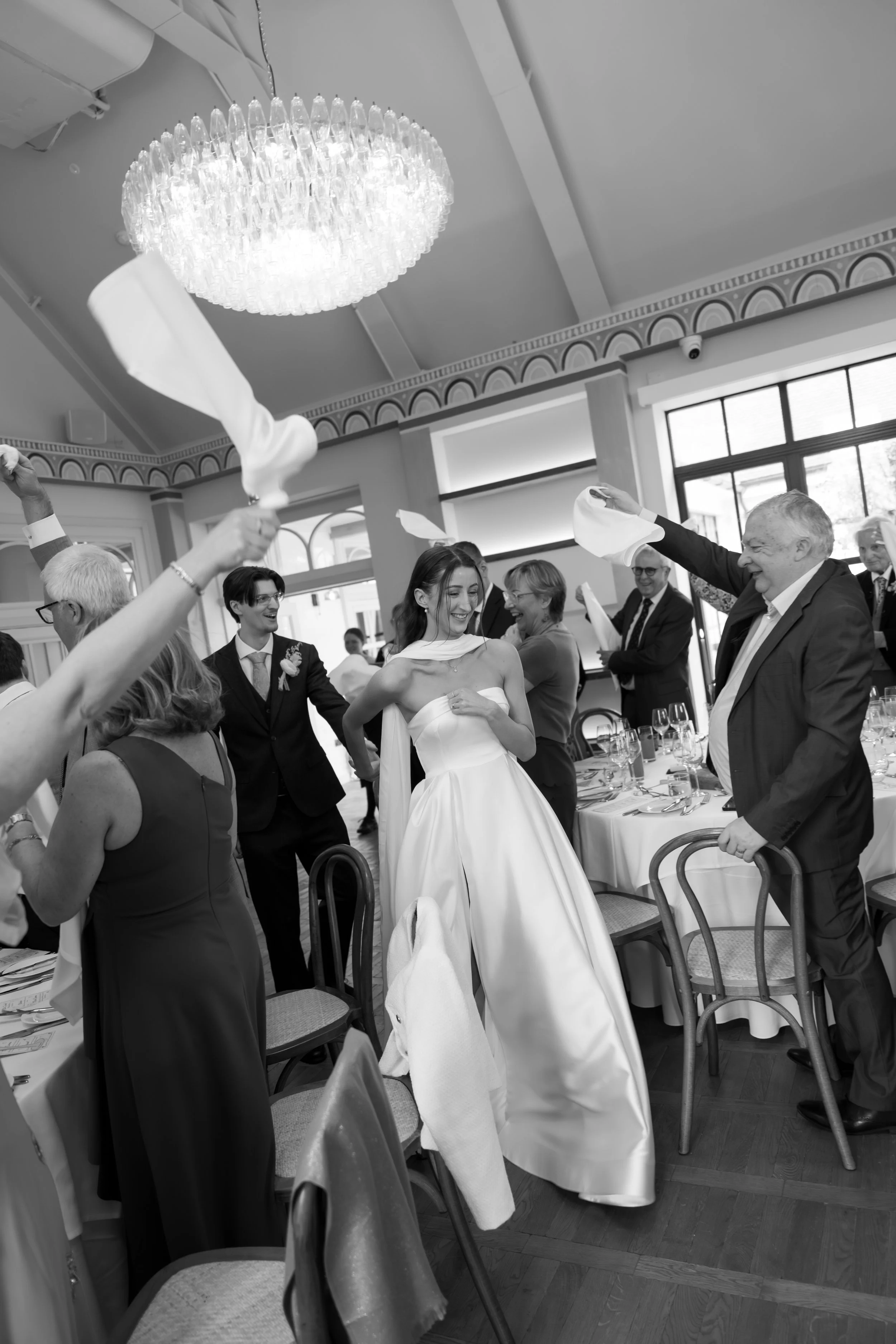 Candid wedding reception celebration