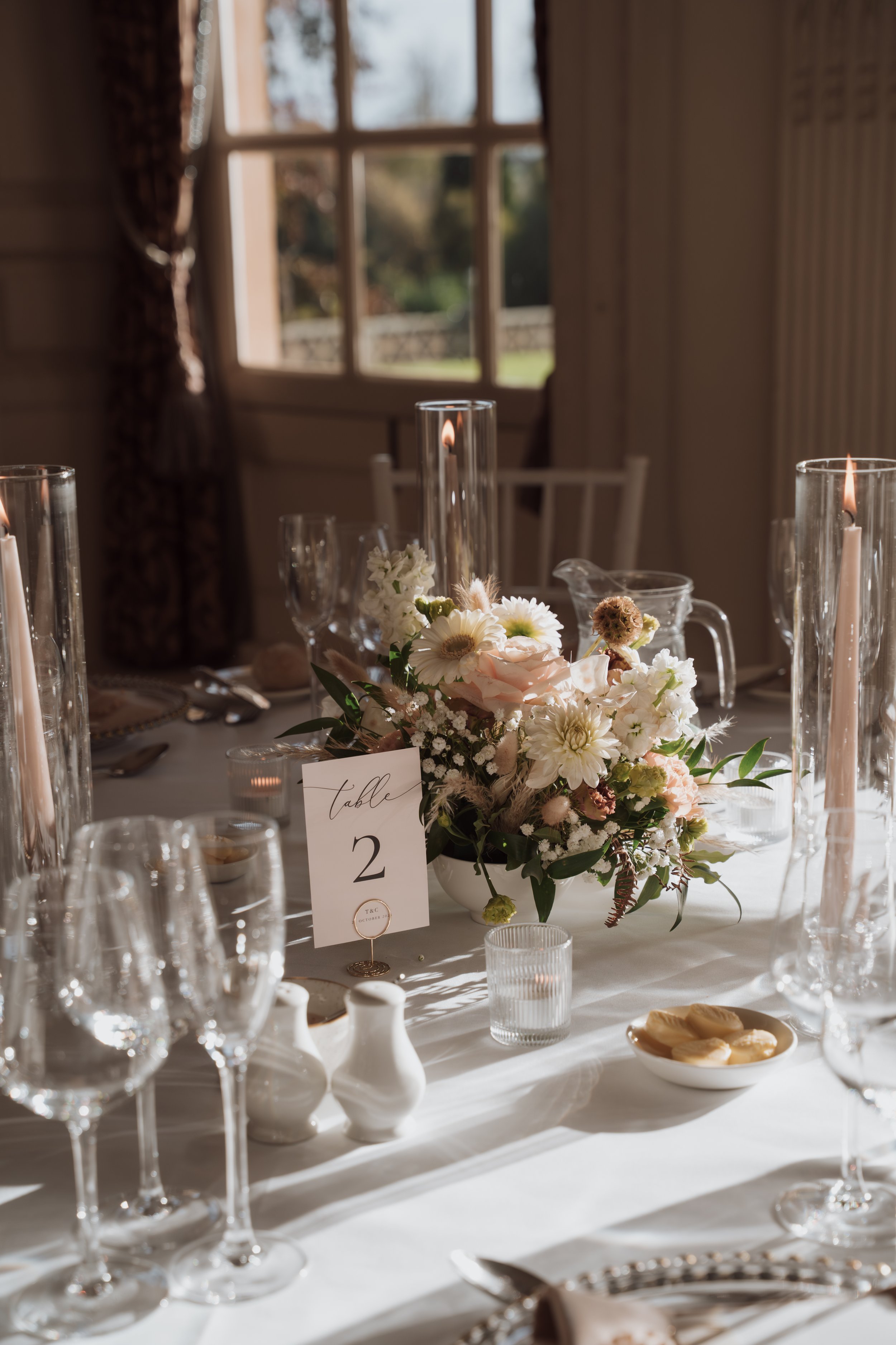 Elegant wedding reception table styling