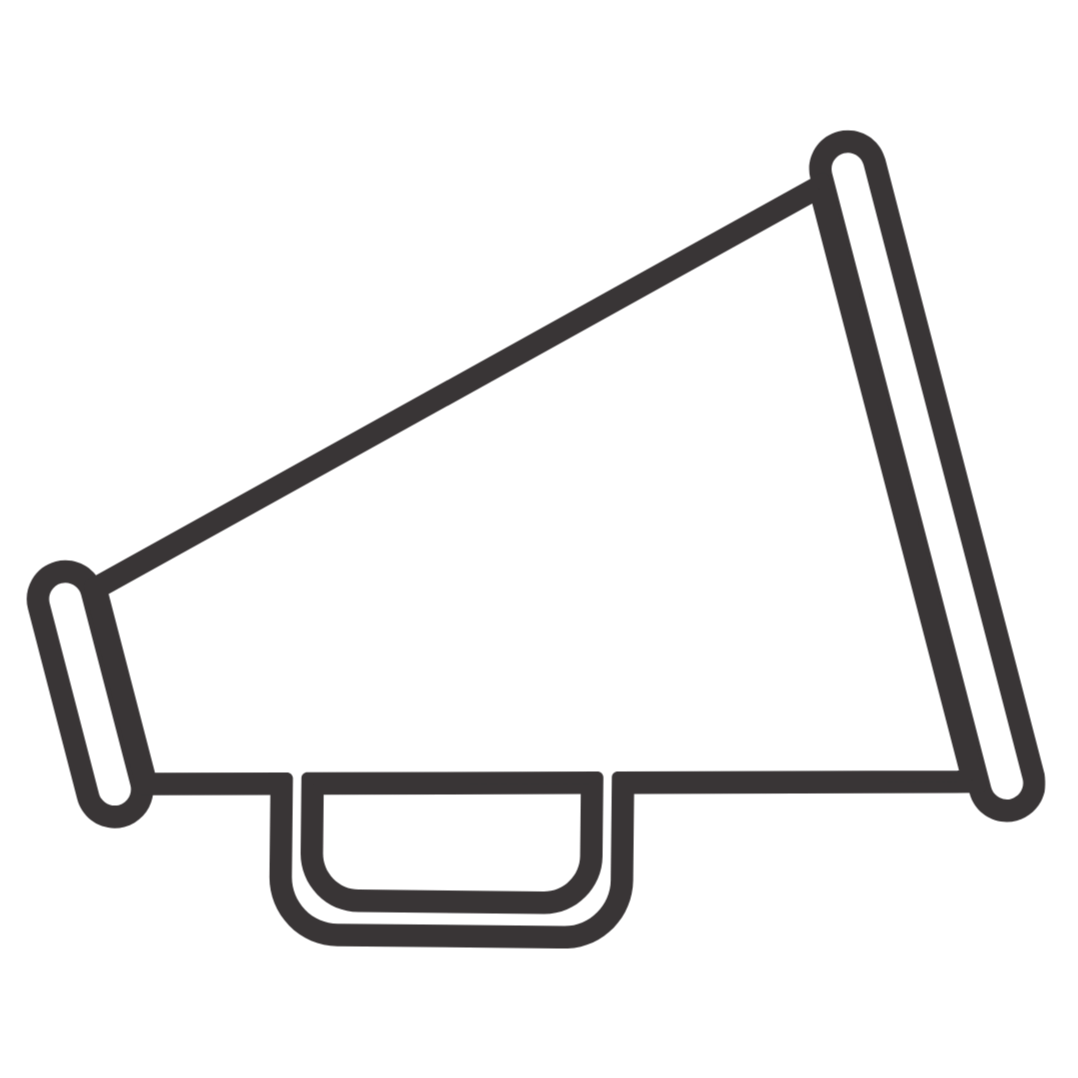 Geometric drawing of an outline square with sections divided by vertical, horizontal, and diagonal lines.