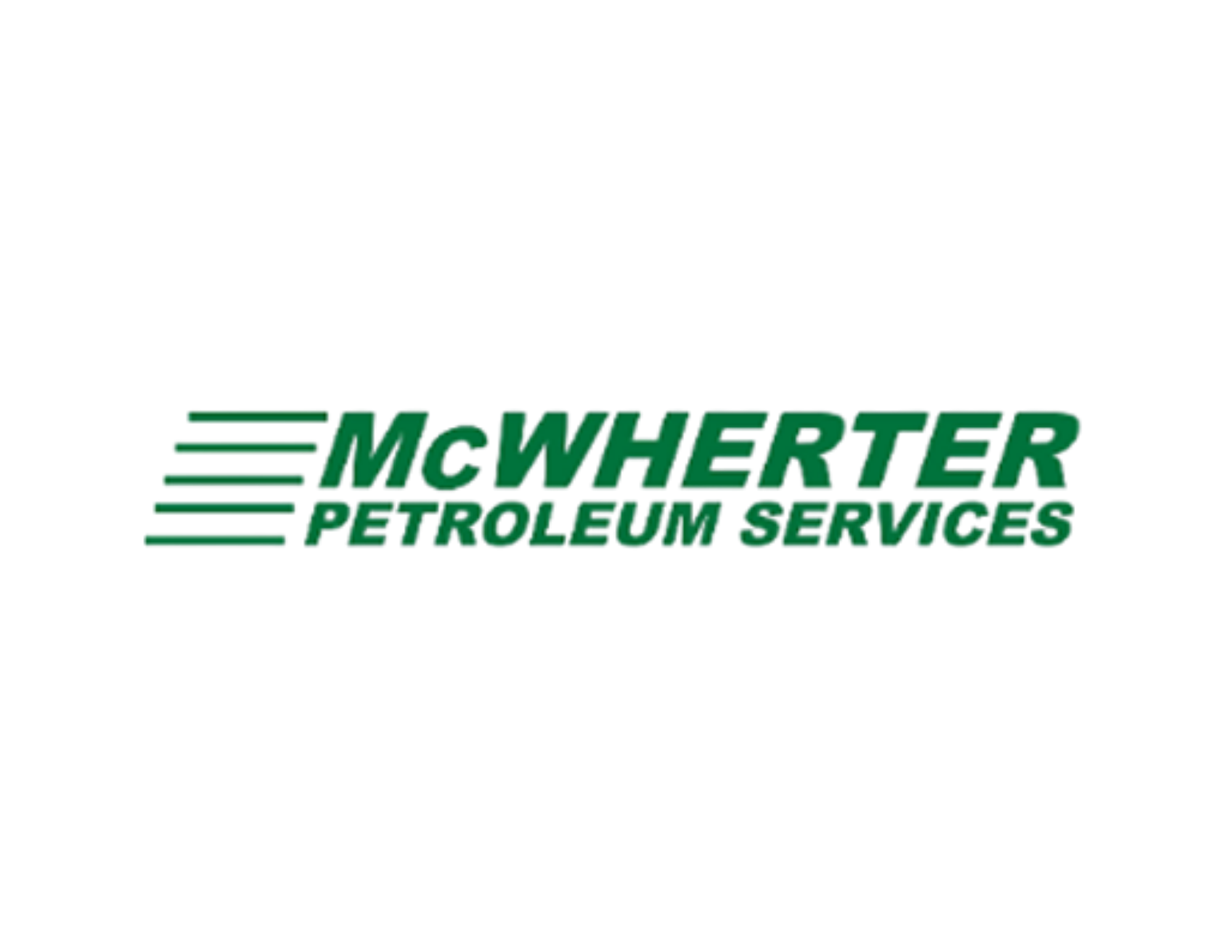 The logo for McWherter Petroleum & Fuel Services, with stylized green text and lines on a black background.