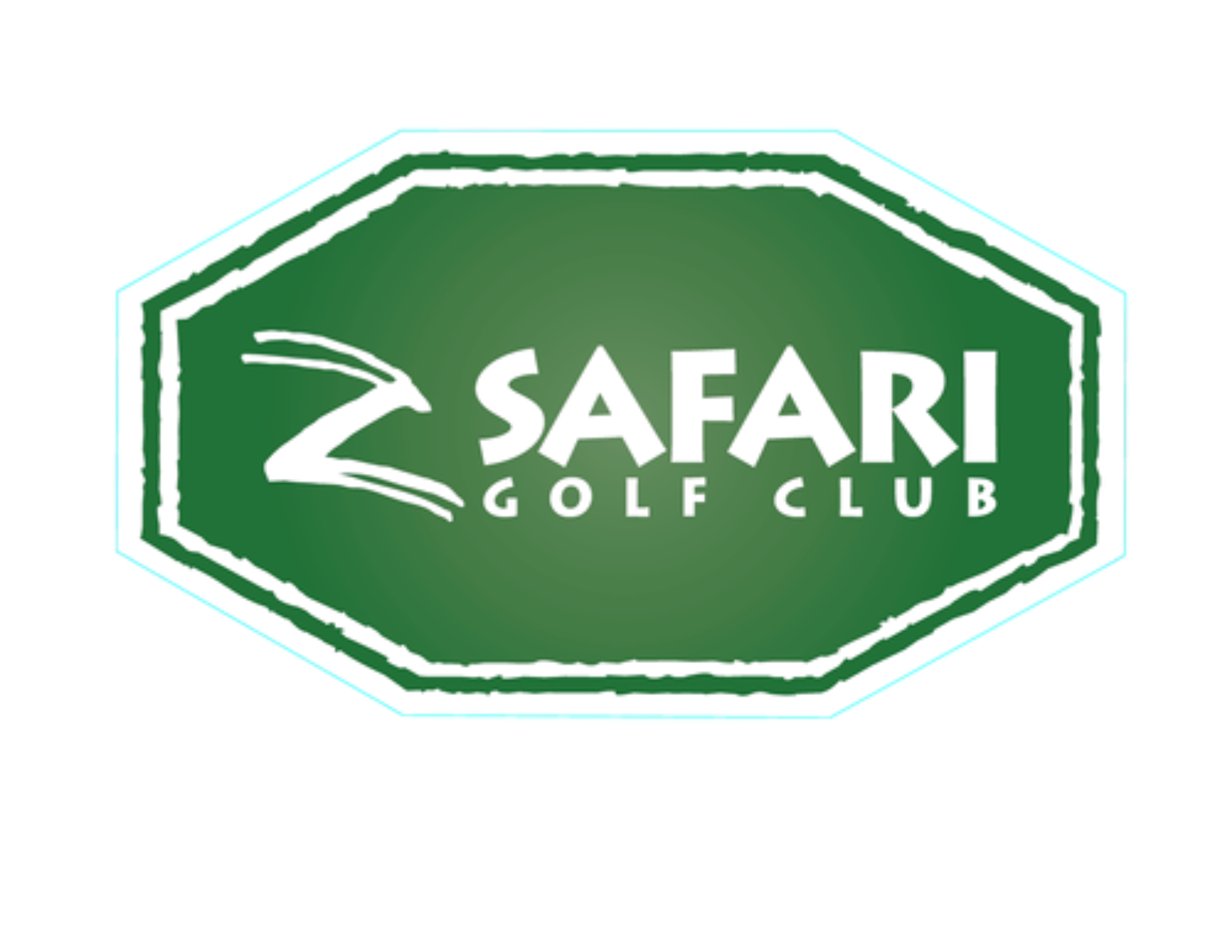 Close-up of a green sign with black text reading 'SEAFAR' and 'GOLF CLUB' surrounded by a light blue outline.