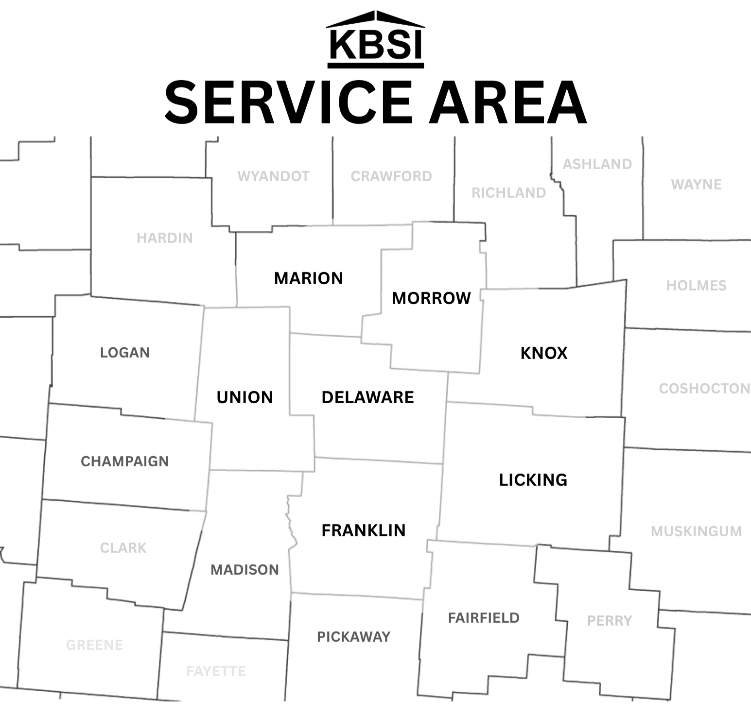 Map of undersea territories with labeled counties including Marion, Morrow, Knox, Delaware, Franklin, Licking, Union, Richland, and others, alongside surrounding water bodies.