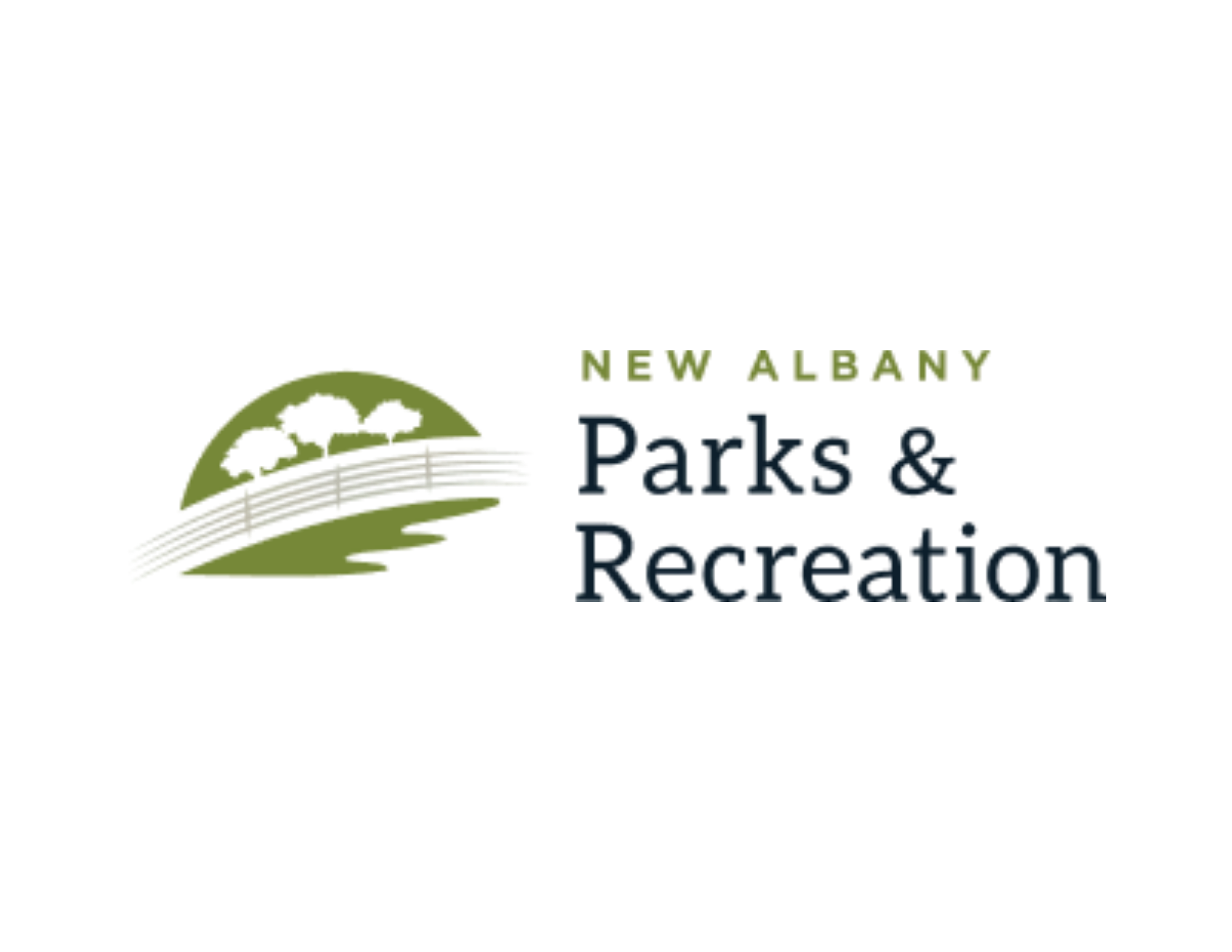 Logo for New Family Parks & Recreation featuring a green circle with a stylized leaf and pathway design.