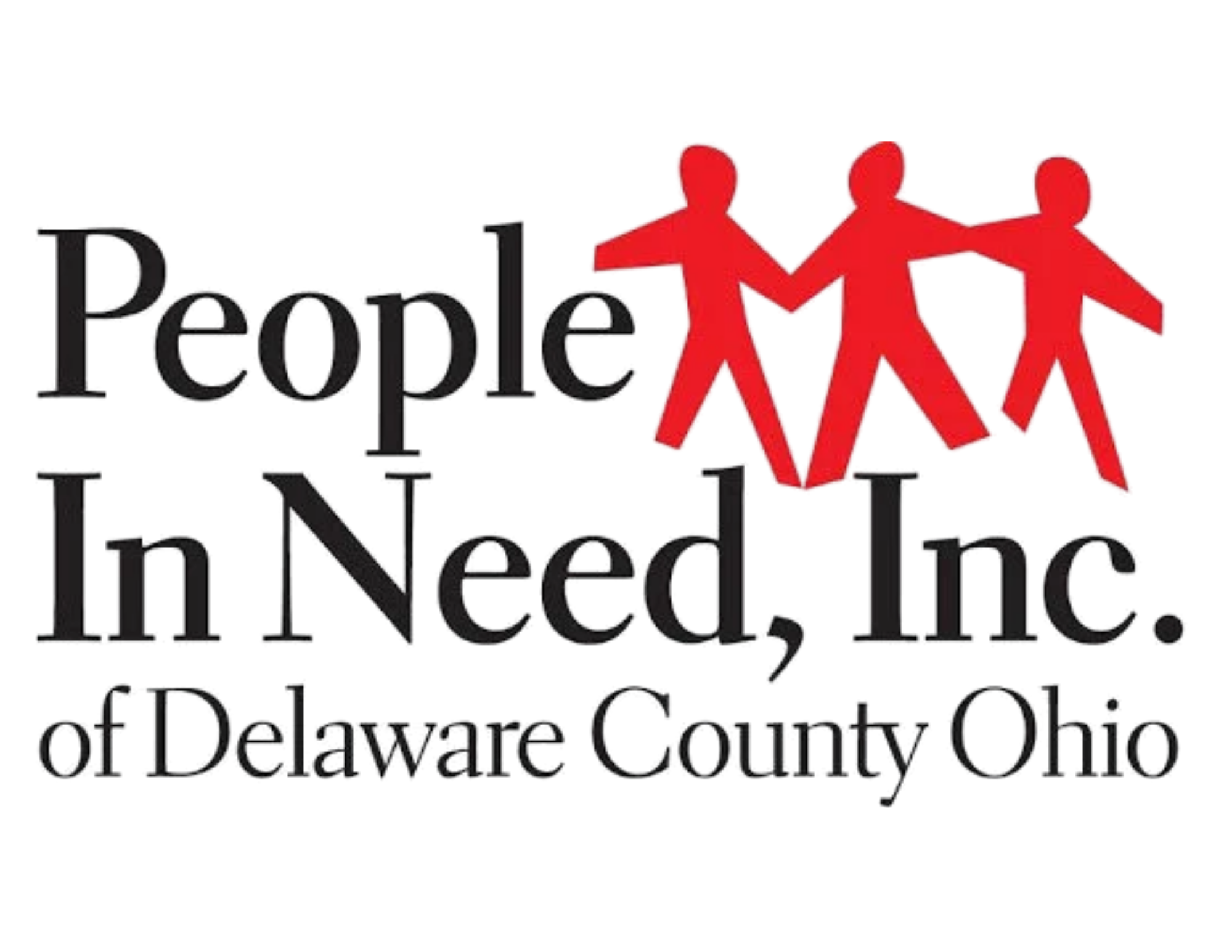 Logo with the text 'People like us' and three red human figures holding hands.