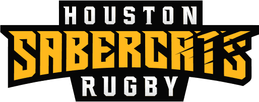 Houston Sabercats rugby team logo with black, yellow, and white colors.