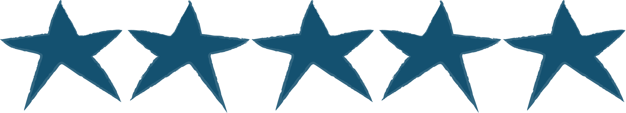 Five blue five-pointed stars aligned in a row.