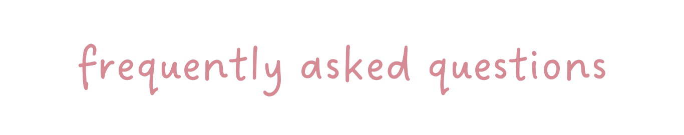 Text that reads "frequently asked questions" in pink cursive font.