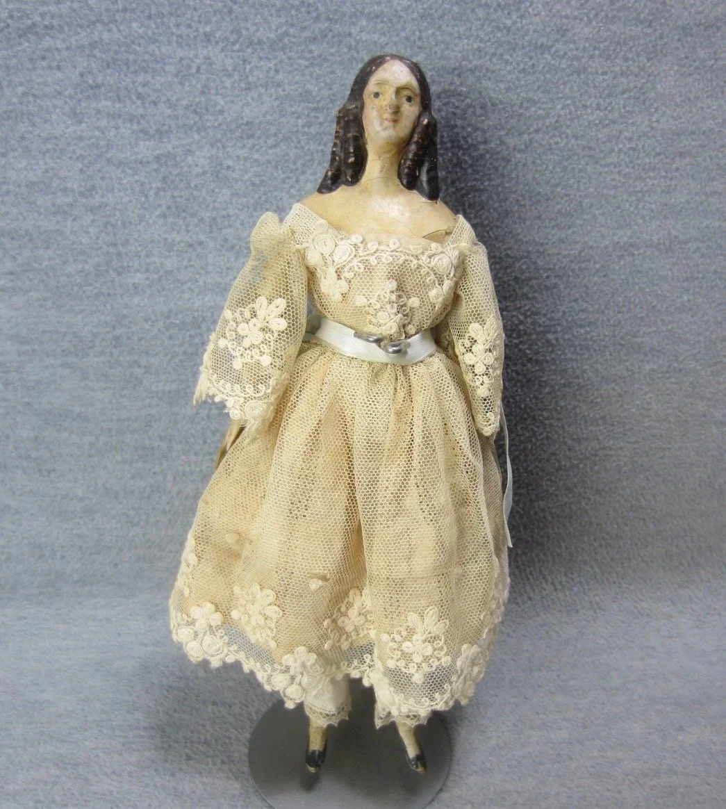 Antique Milliner 1840s Papier Mache Shoulder Head Doll