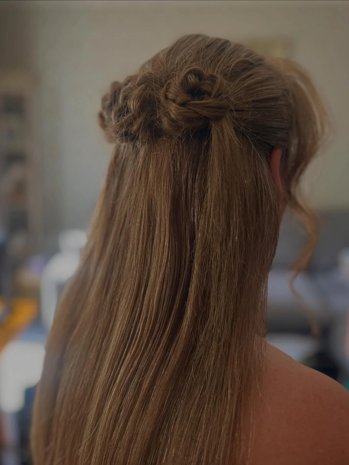A gorgeous half-up style featuring delicate floral inspired twists and soft face-framing pieces 🌸✨ #HairStylist #HairInspo #HalfUpHalfDown #RomanticHair #specialoccasionhair