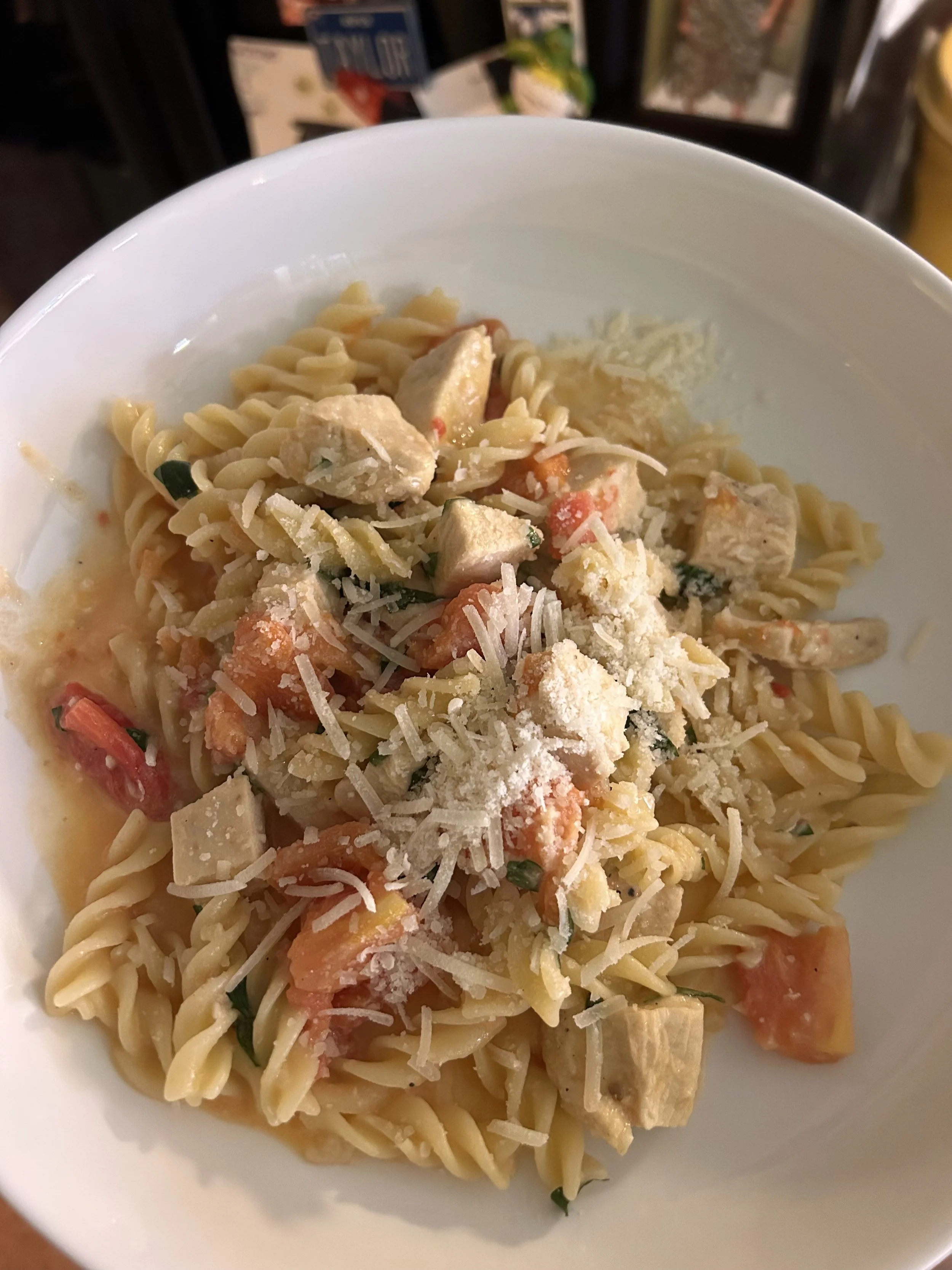 Creamy Lemon, Basil, Tomato Pasta with Chicken