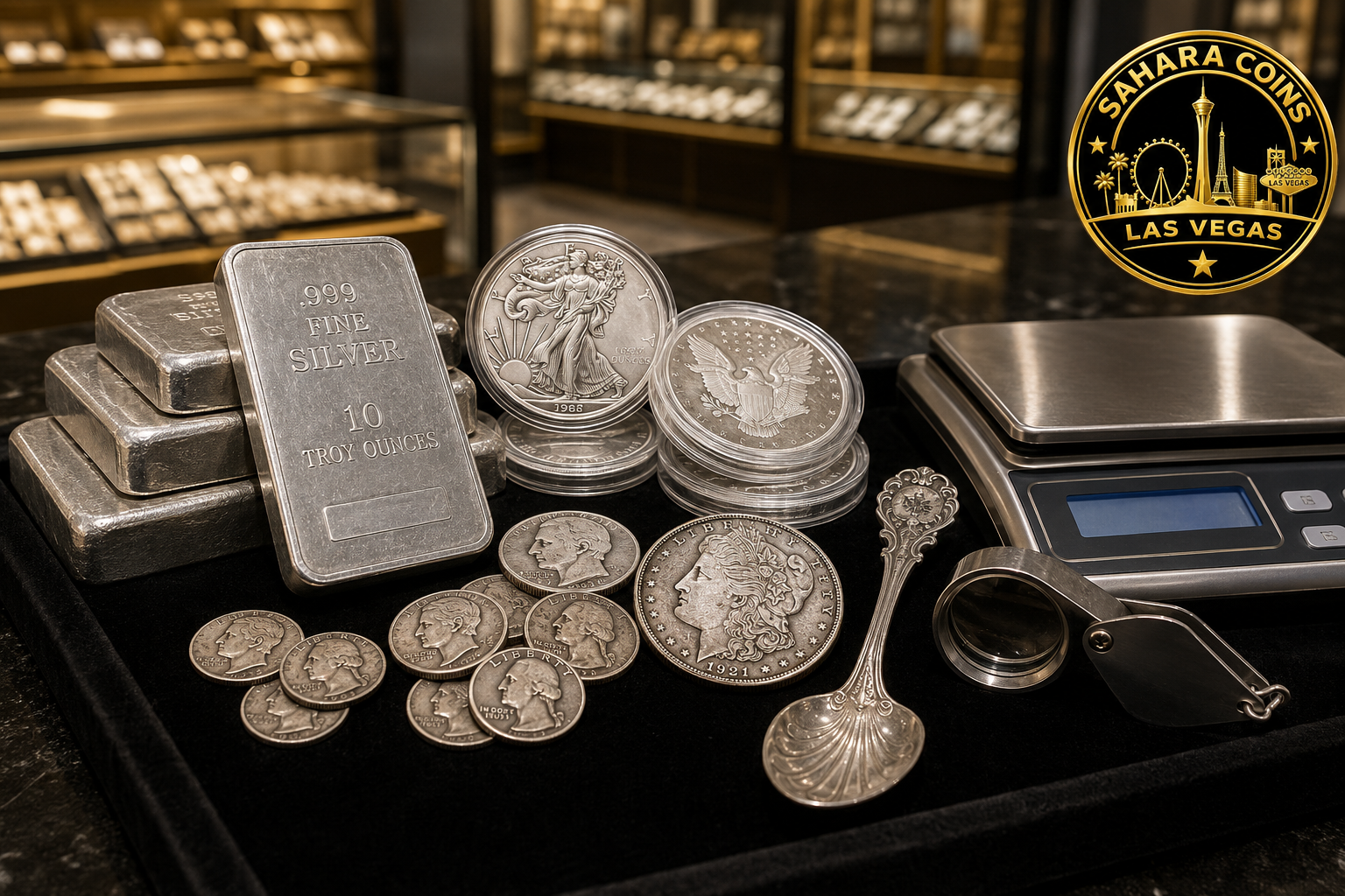 Silver bars and coins accepted by Sahara Coins
