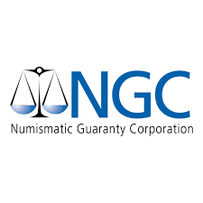 Logo of the Numismatic Guaranty Corporation featuring a scale and the letters NGC.