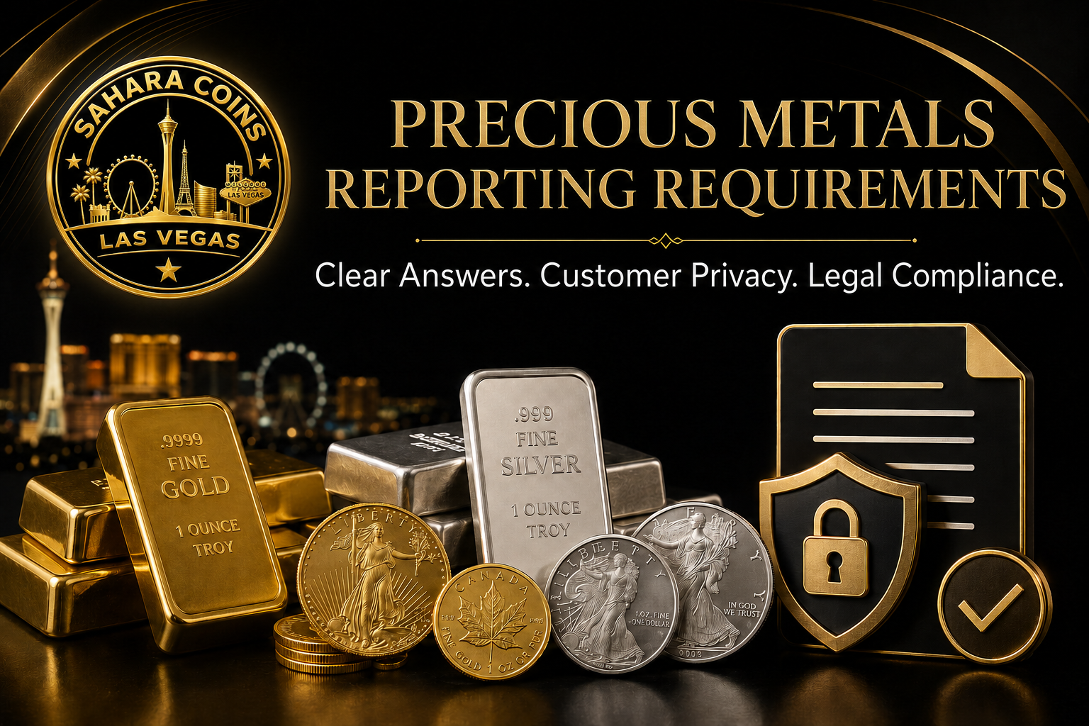Precious metals reporting requirements at Sahara Coins, including customer privacy and legal compliance