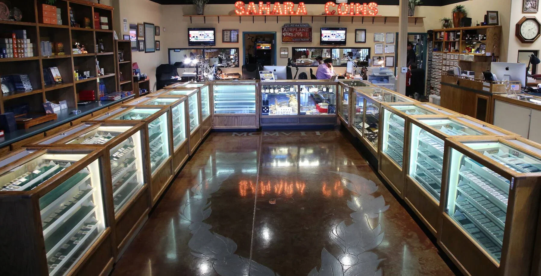 Inside View of Sahara Coins With Marquee Sign