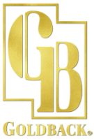 Goldback logo with large gold letters 'G' and 'B' and the word 'GOLDBACK' at the bottom.