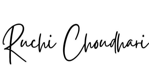 The image shows a handwritten-style text that reads 'Ruchi Choundhari' on a plain white background.