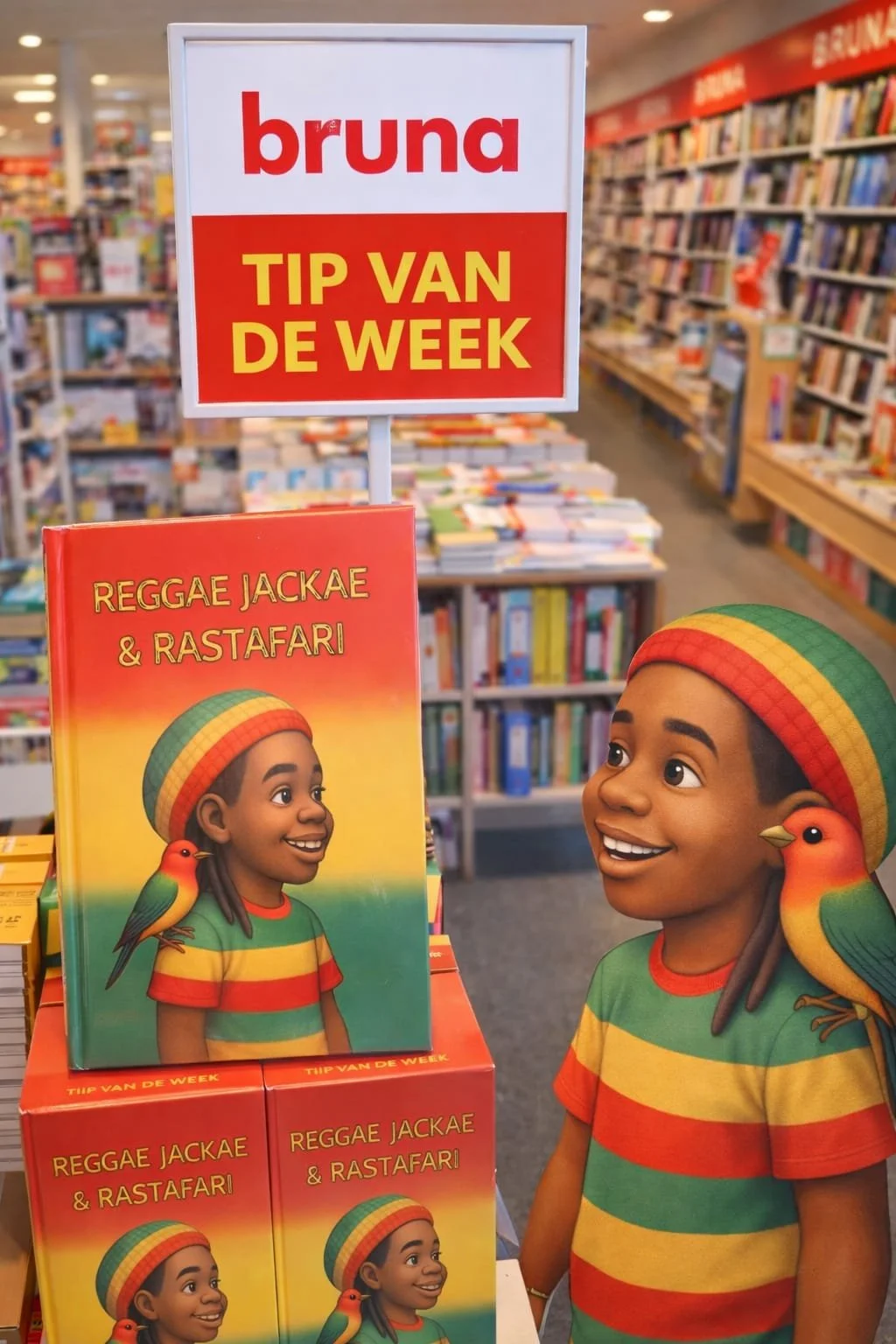 Kinderboek Reggae Jackae en Rastafari als tip van de week bij Bruna boekwinkel