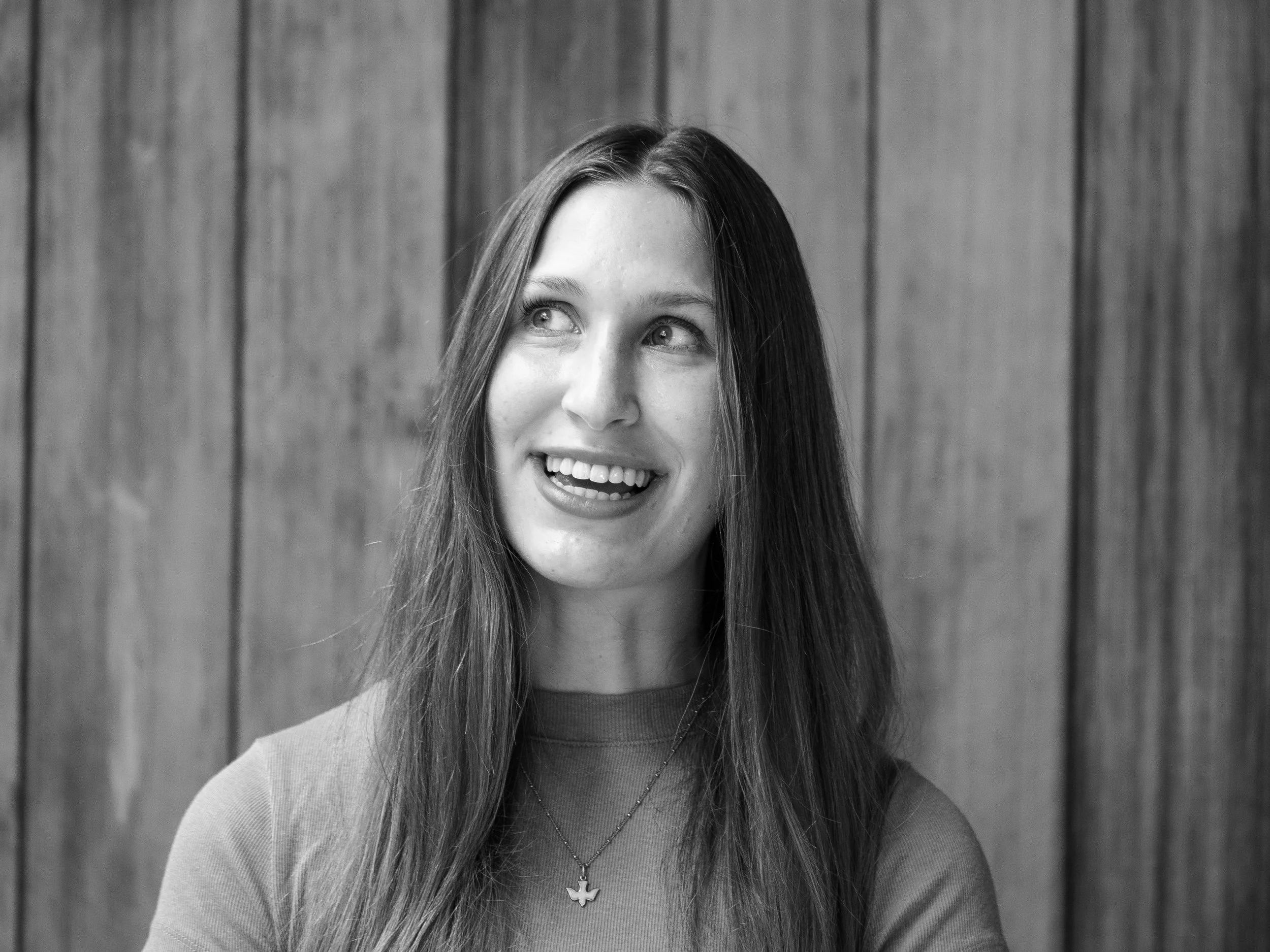 Amy Crouch at Laity Lodge, smiling because Texas is beautiful.