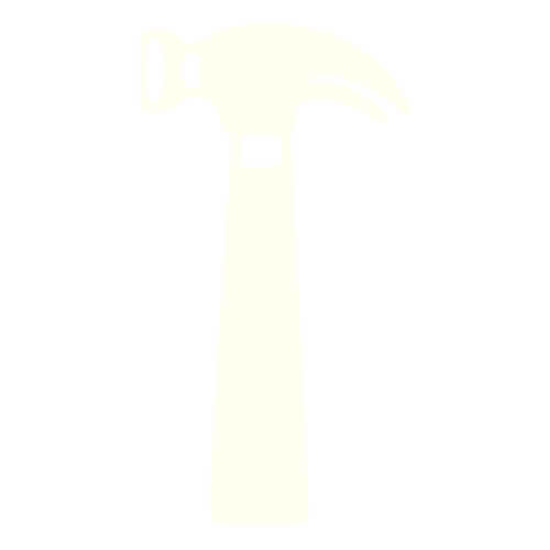 A silhouette of a hammer with a handle, head, and claw.