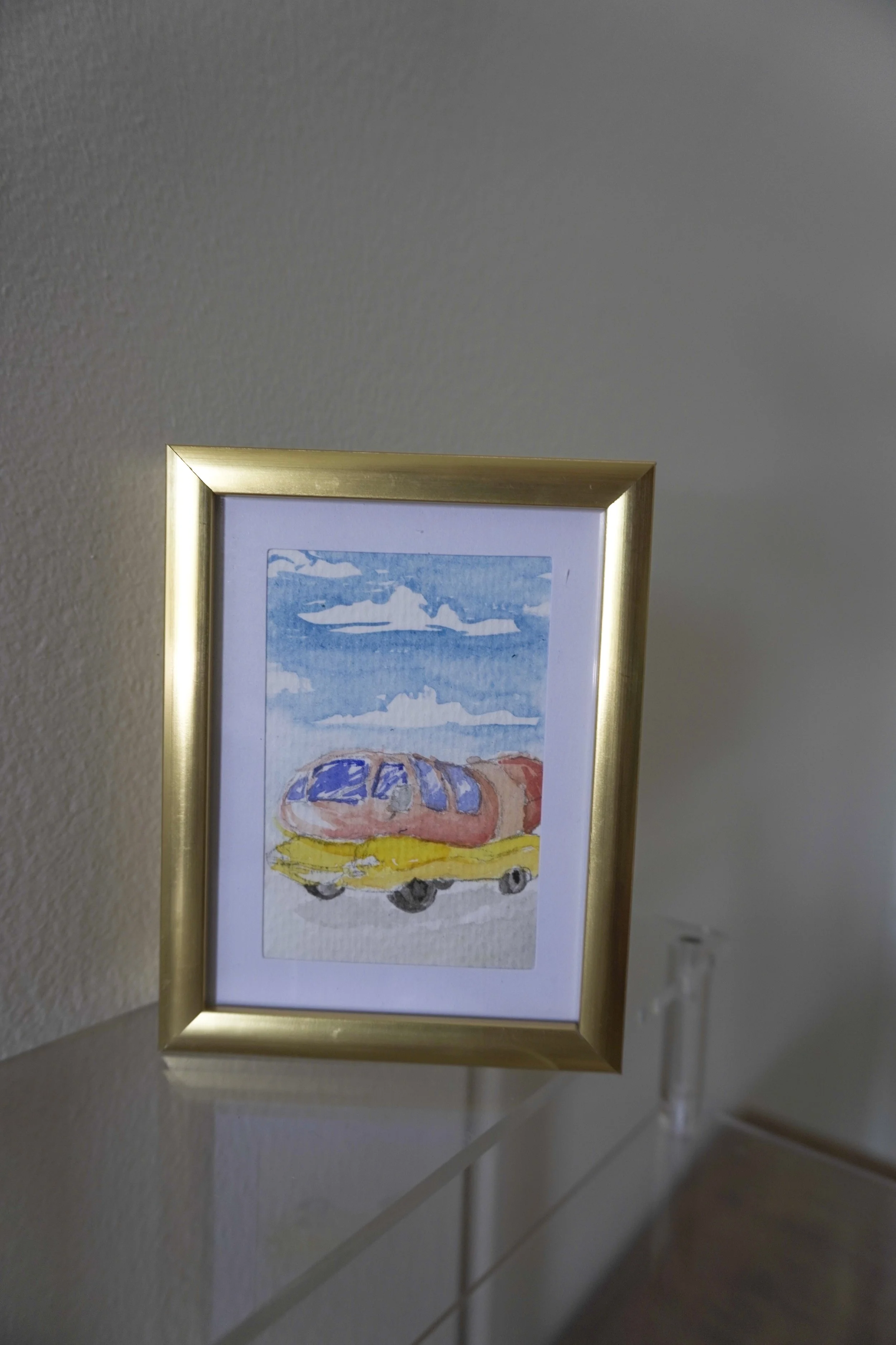 Wienermobile Mini Watercolor Painting #1