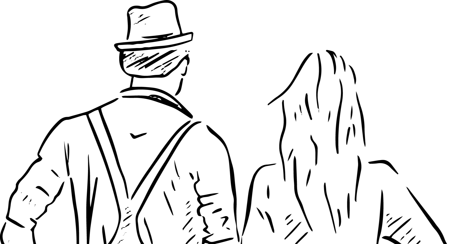 Black and white drawing of a man and a woman farmer.
