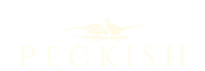 Logo with the word 'PECKISH' above a silhouette of a bird in flight.