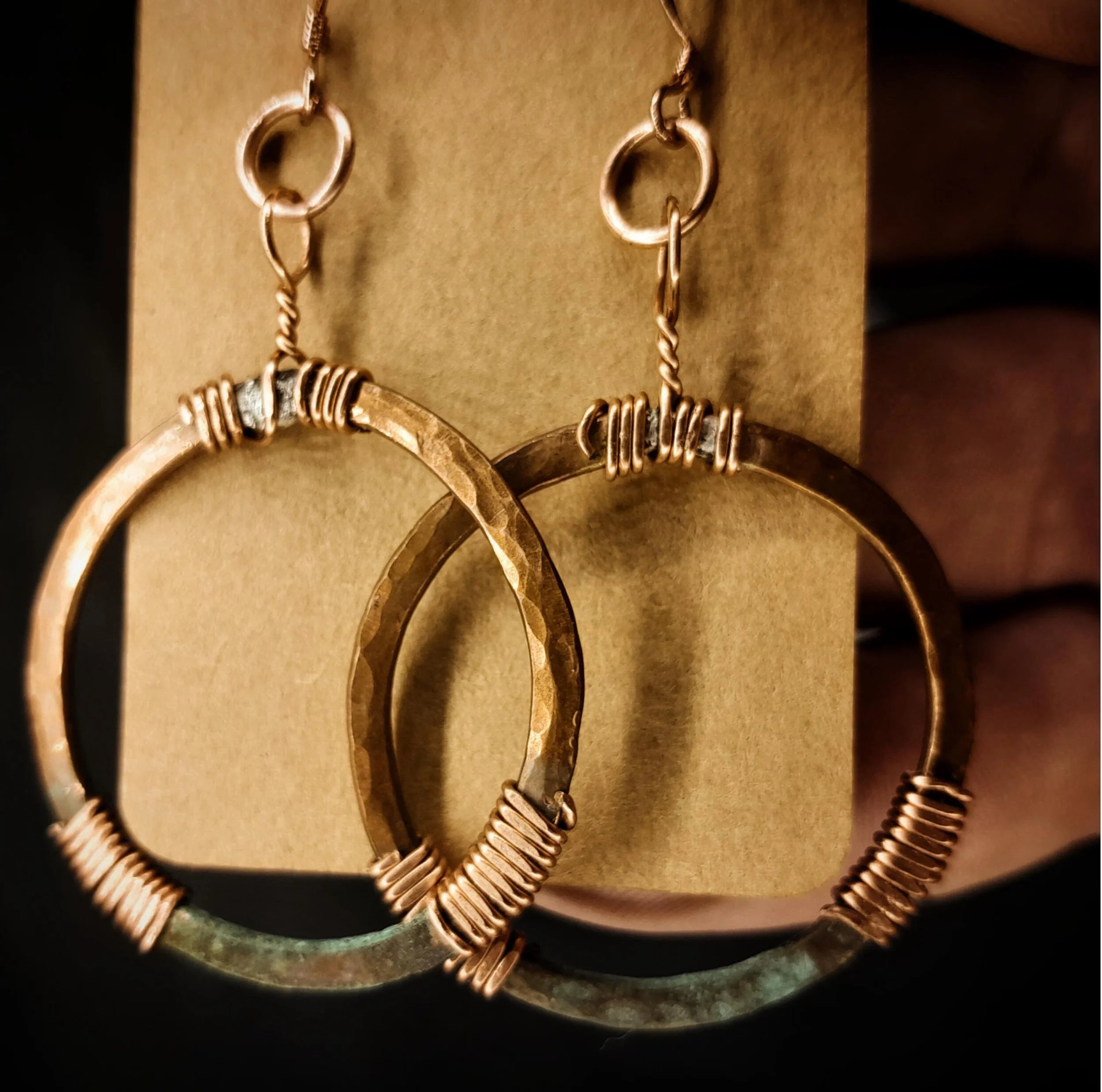 Hammered Copper Hoop Earings