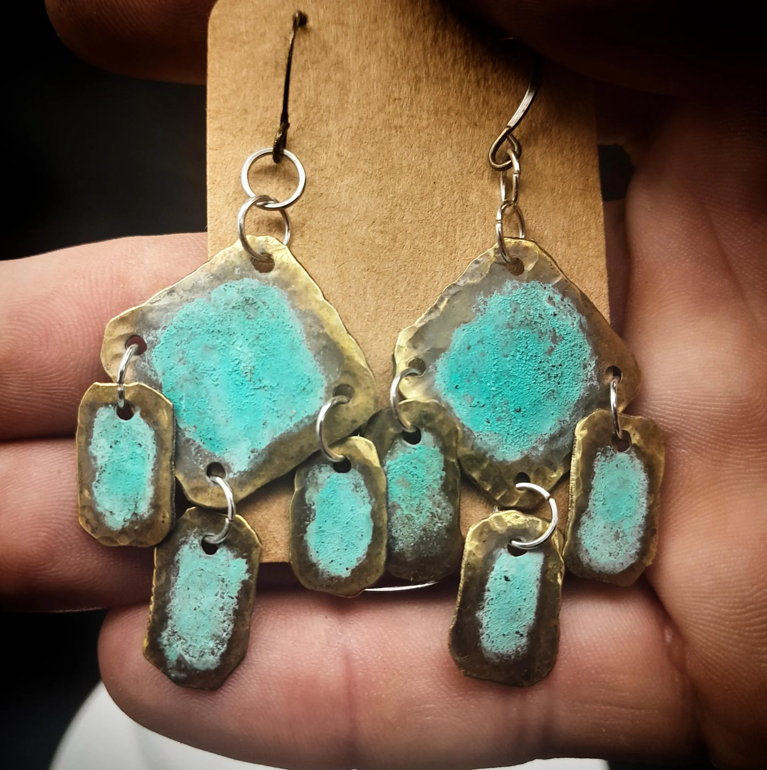 Hammered Brass Earings "Square"