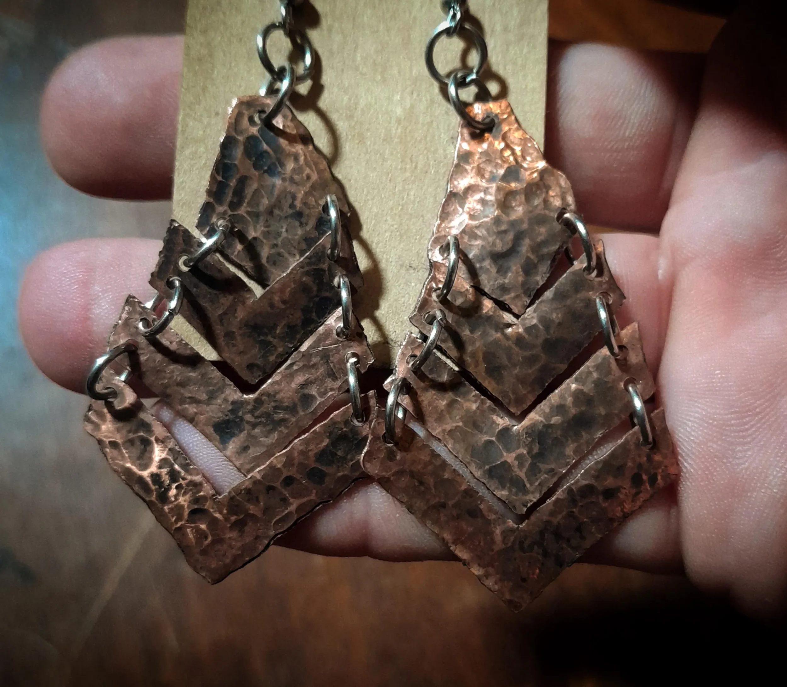 Antiqued Hammered Copper Earings