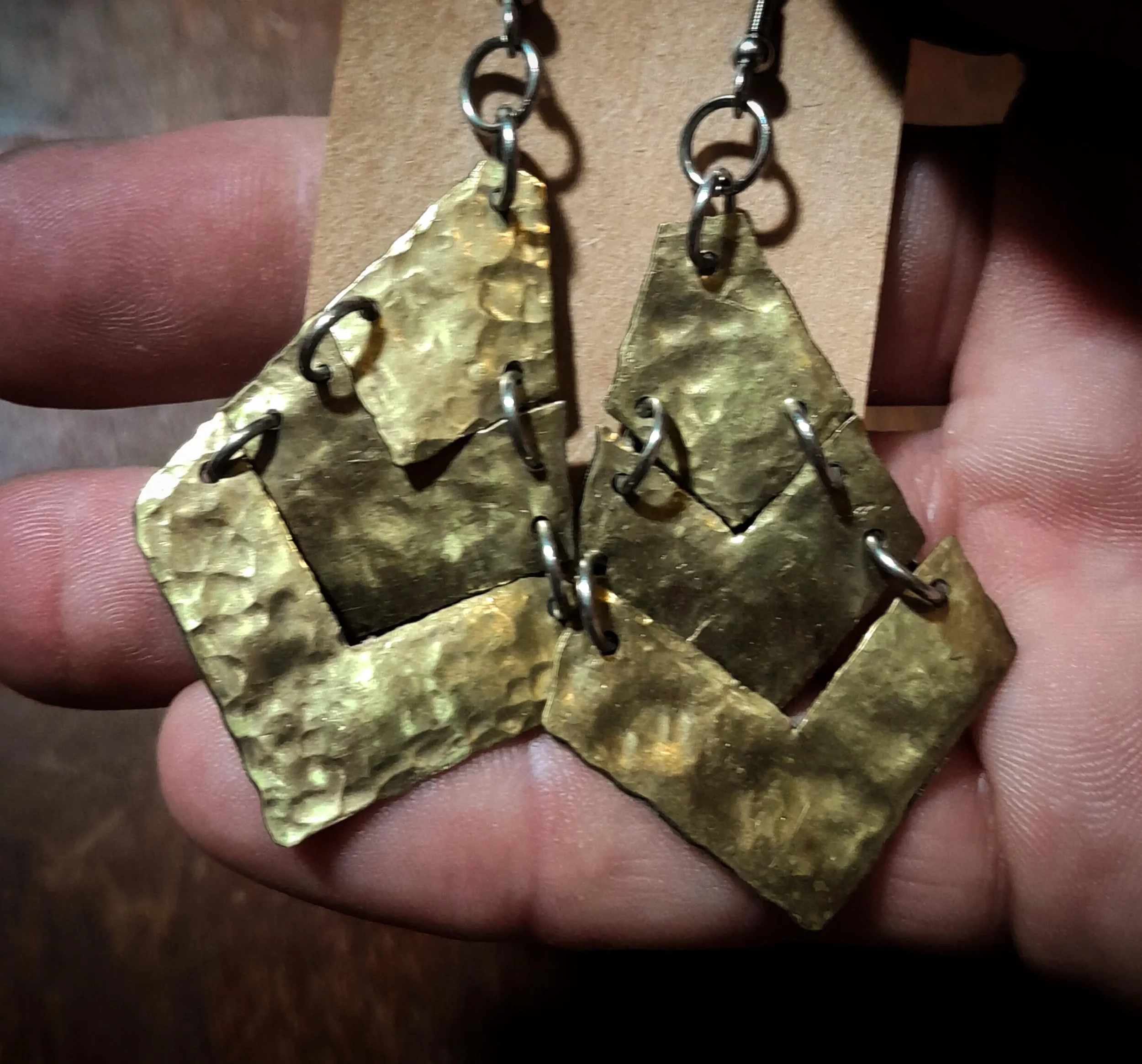 Hammered Brass Earings