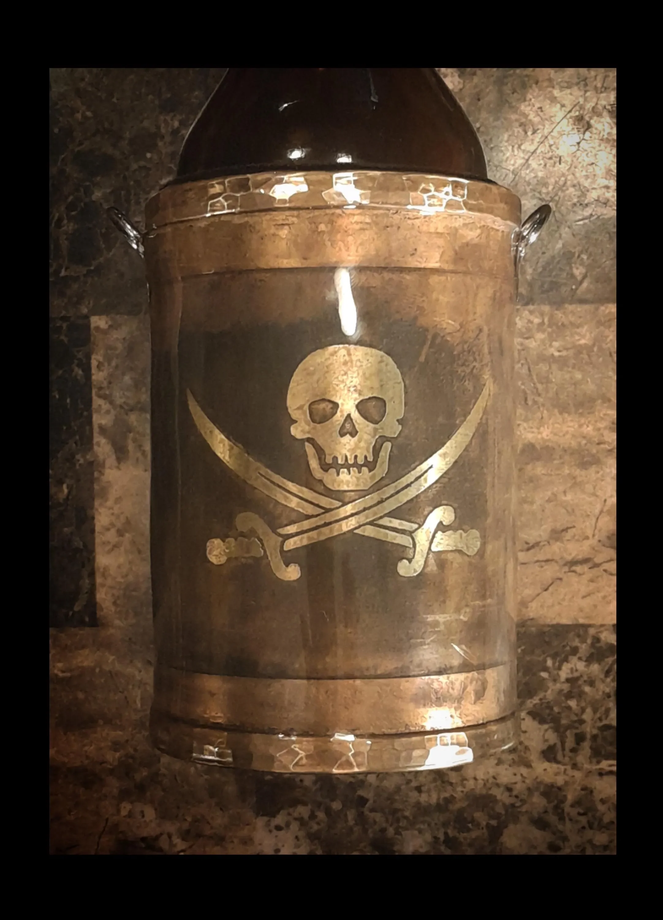 "Jolly Roger" Hammered Brass Drink Holder