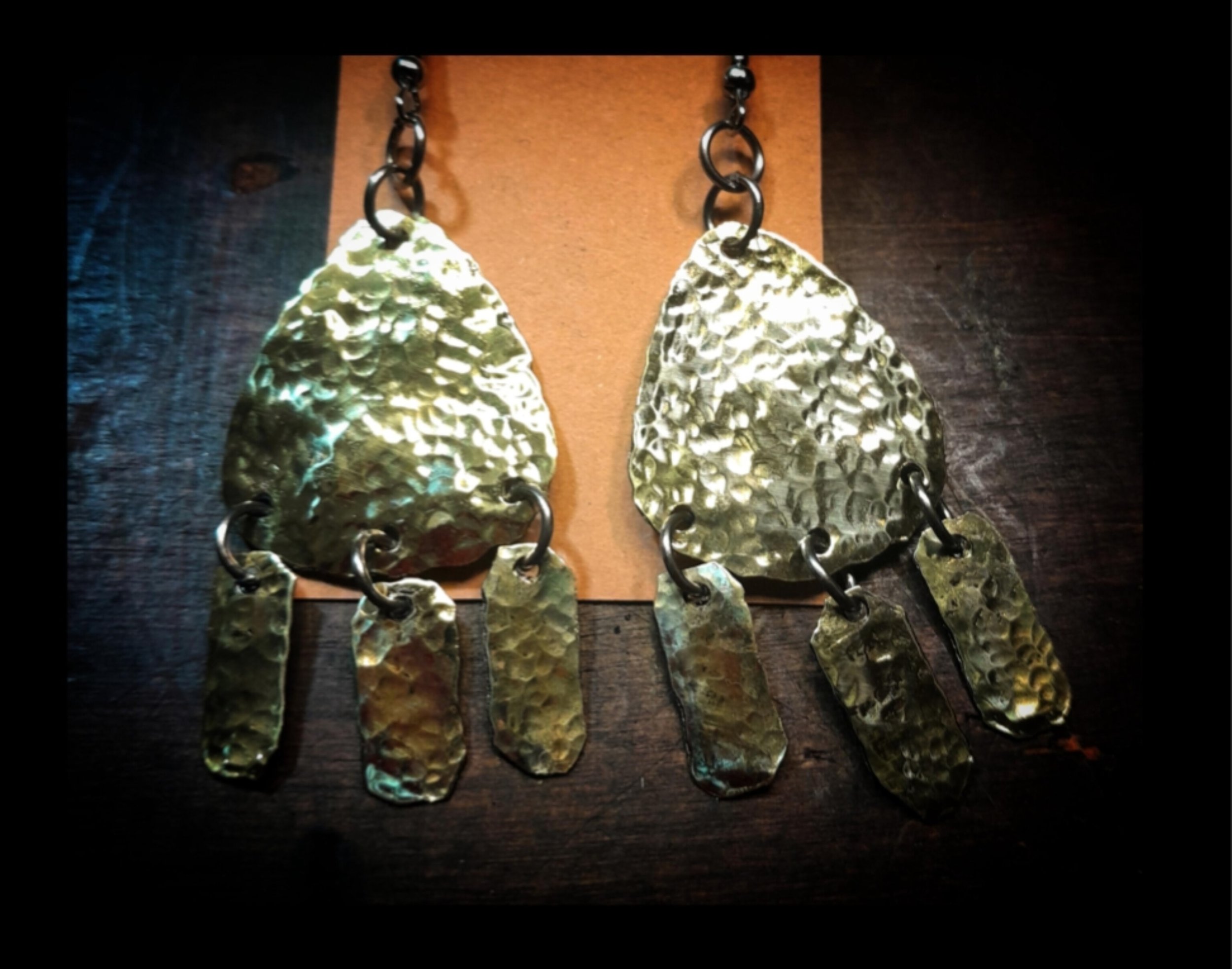 Hammered Brass Earings