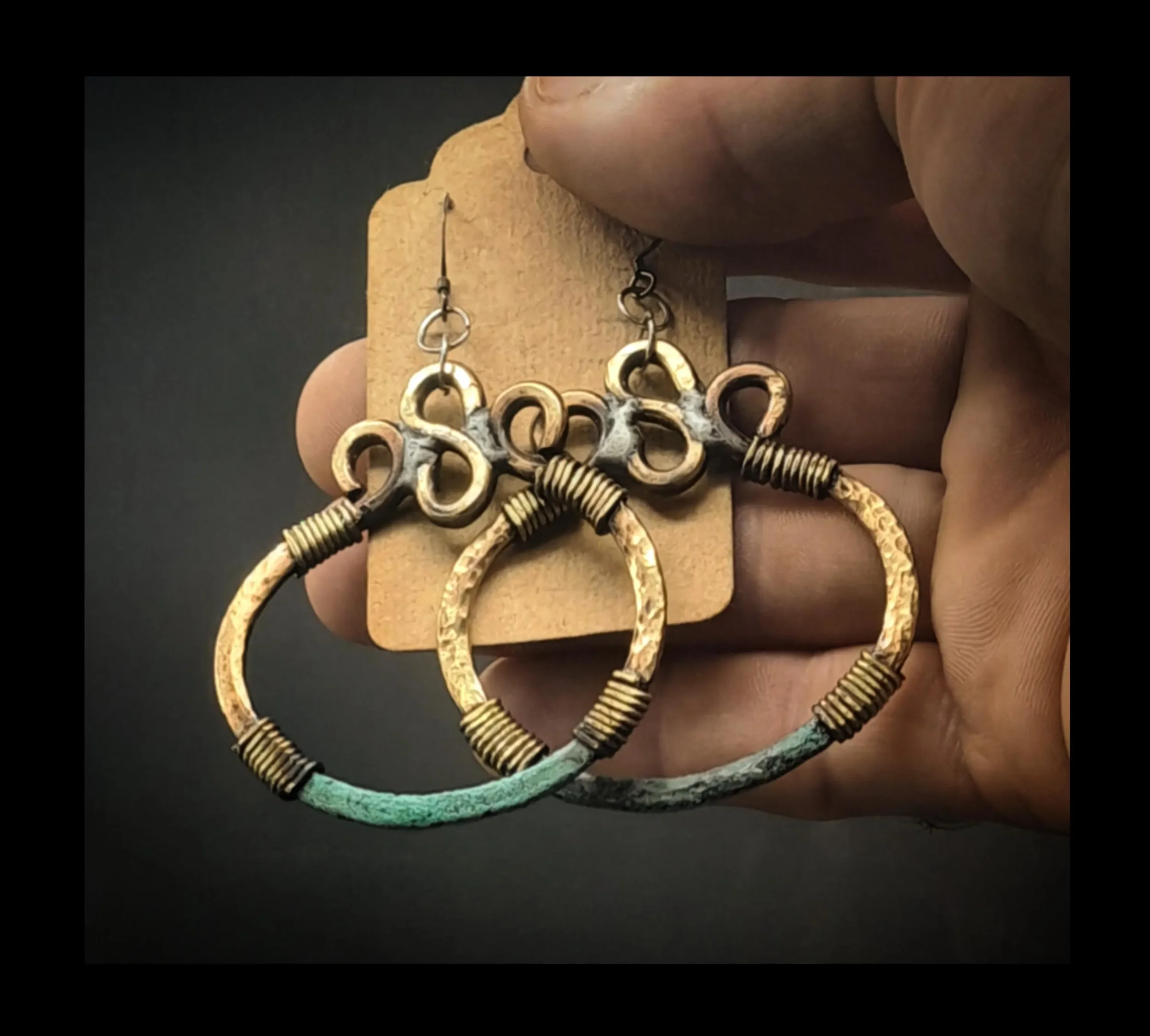 Hammered Brass Hoop Earings